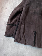 Prada Vintage Shearling Suede Leather Jacket Coat Brown Men - L