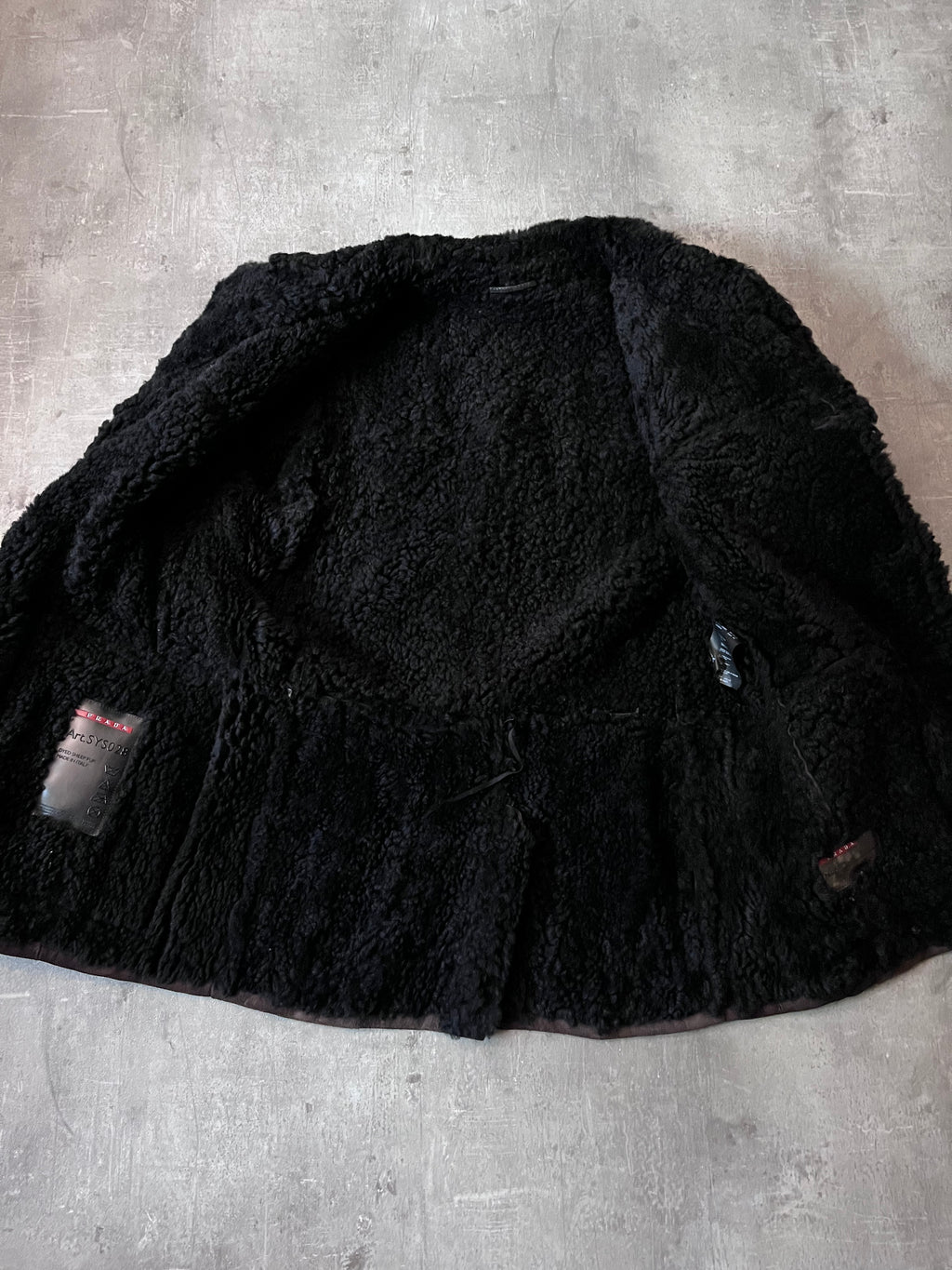 Prada Vintage Shearling Suede Leather Jacket Coat Brown Men - L