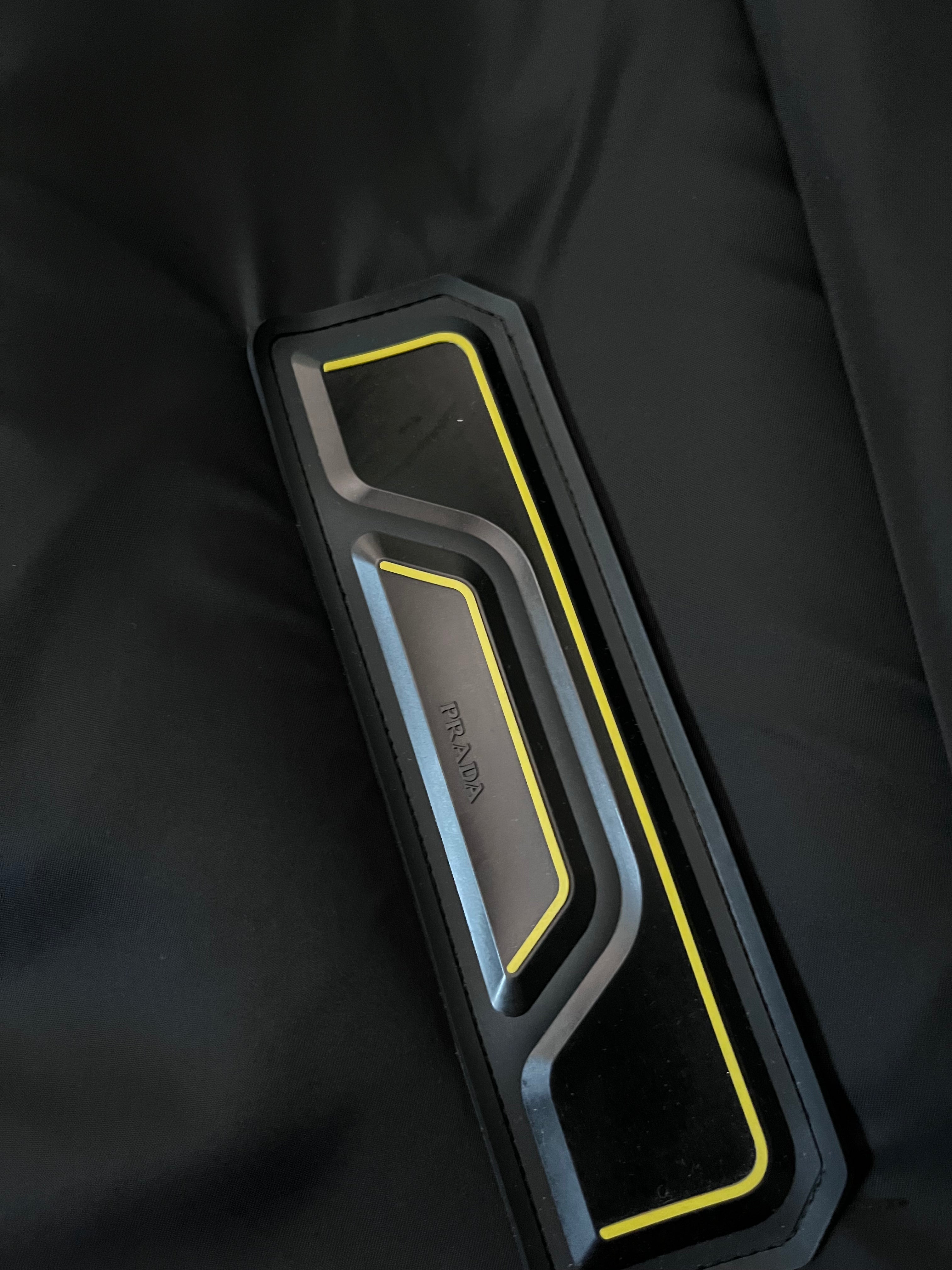 Prada Re-Nylon Padded Bomber Jacket Black Yellow Men - M