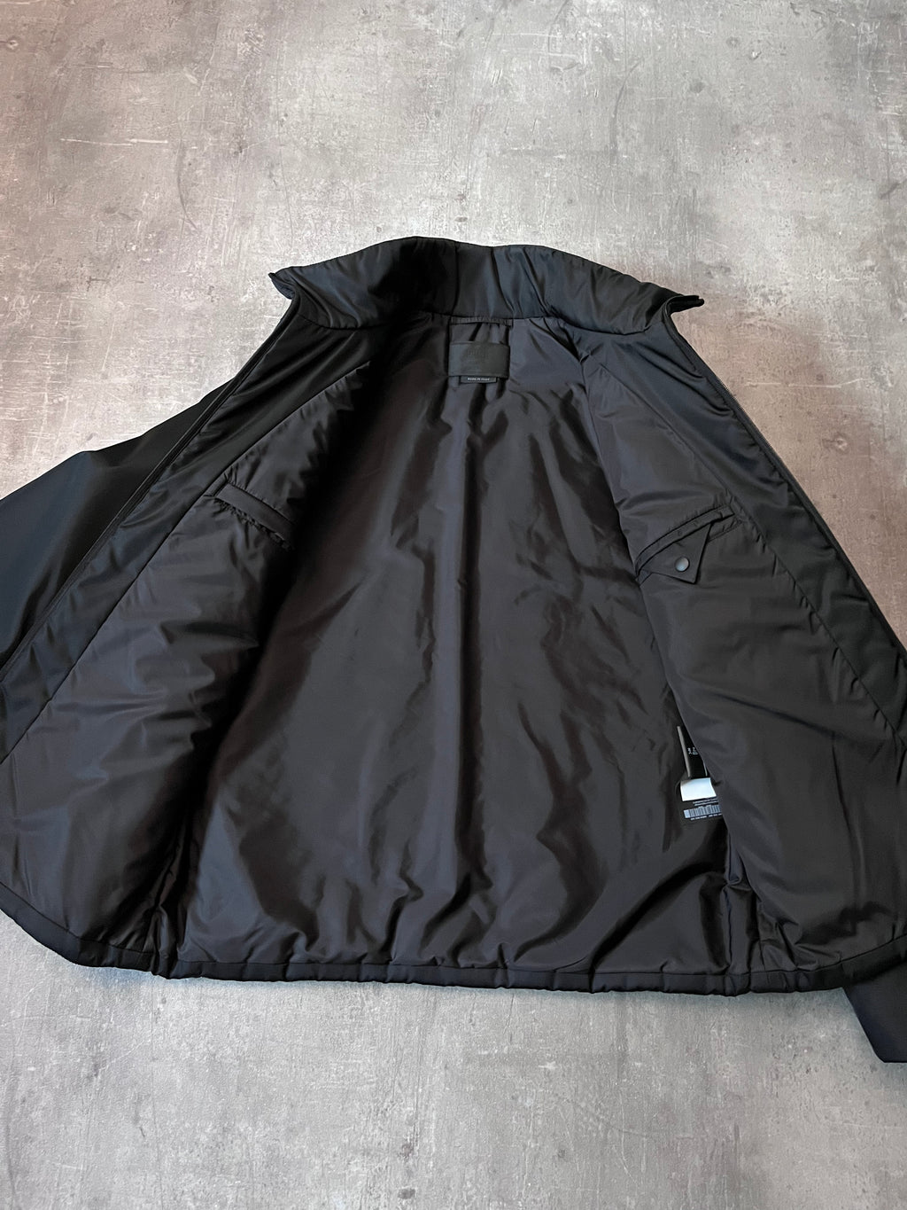 Prada Re-Nylon Padded Bomber Jacket Black Yellow Men - M