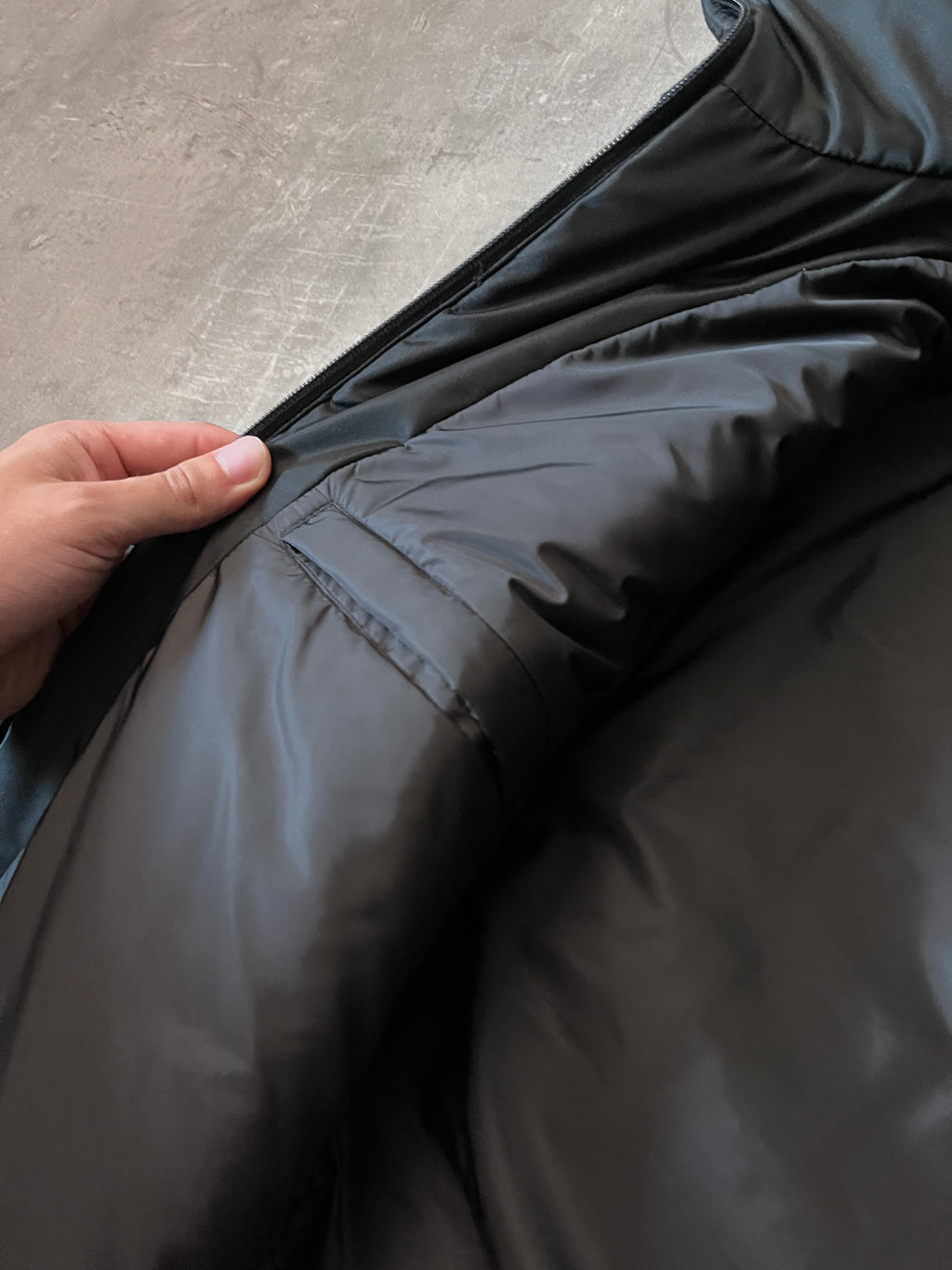 Prada Re-Nylon Padded Bomber Jacket Black Yellow Men - M
