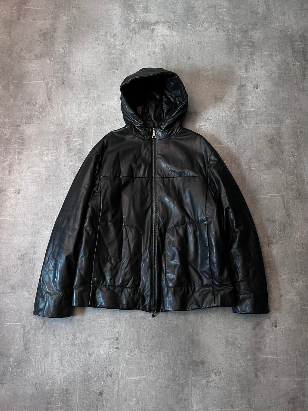 F/W 2010 Prada Padded Leather Jacket Black Men - L