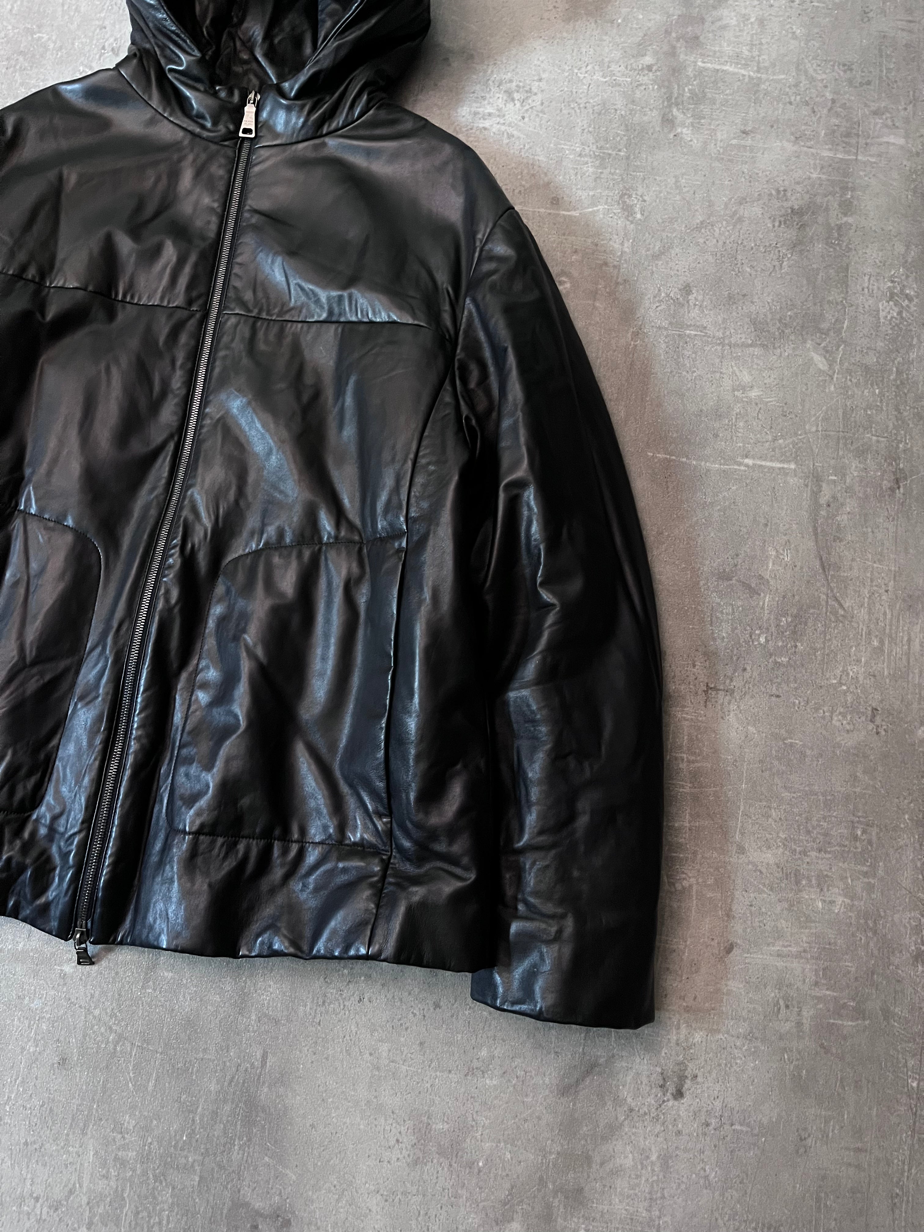 F/W 2010 Prada Padded Leather Jacket Black Men - L