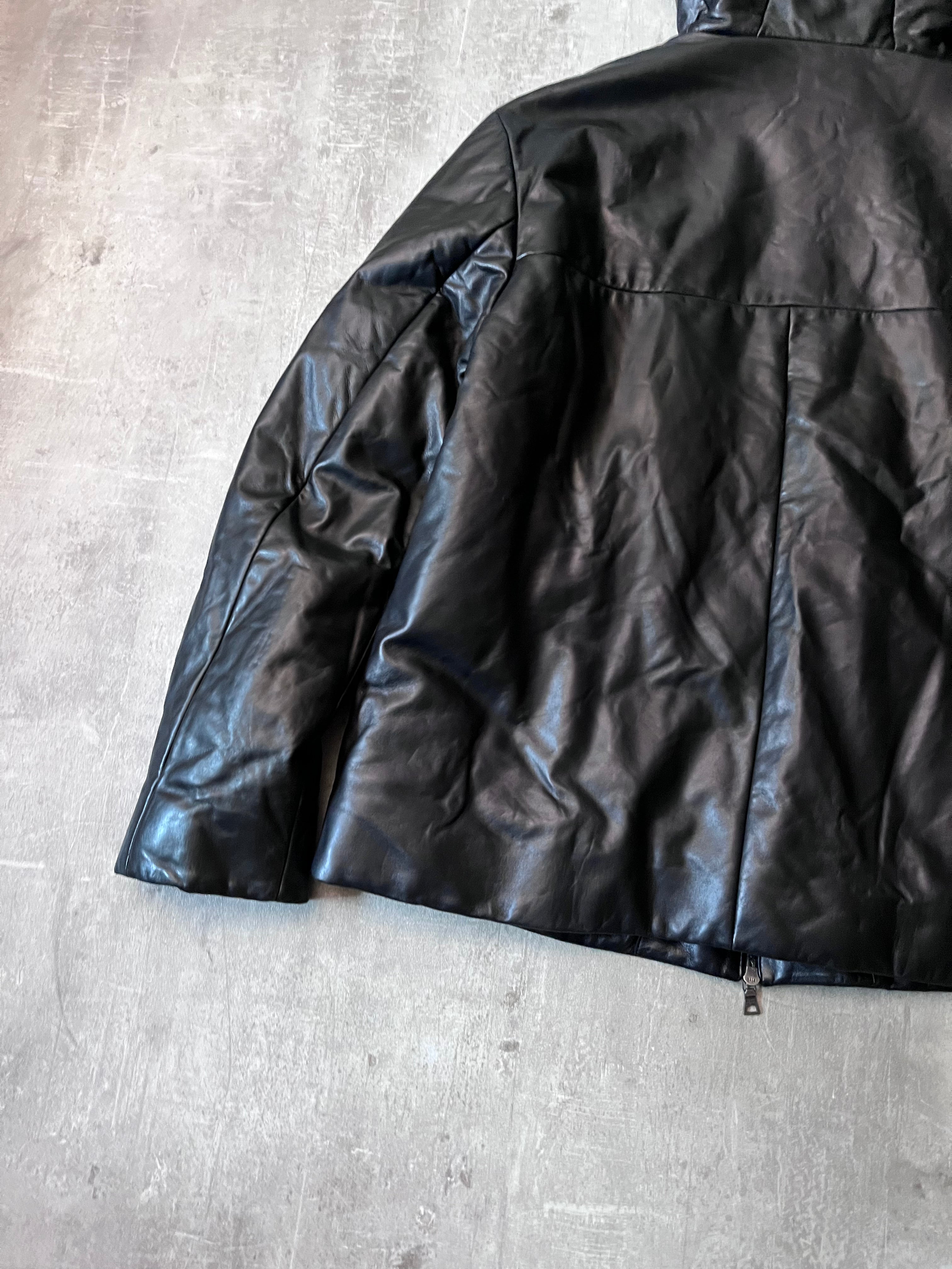F/W 2010 Prada Padded Leather Jacket Black Men - L