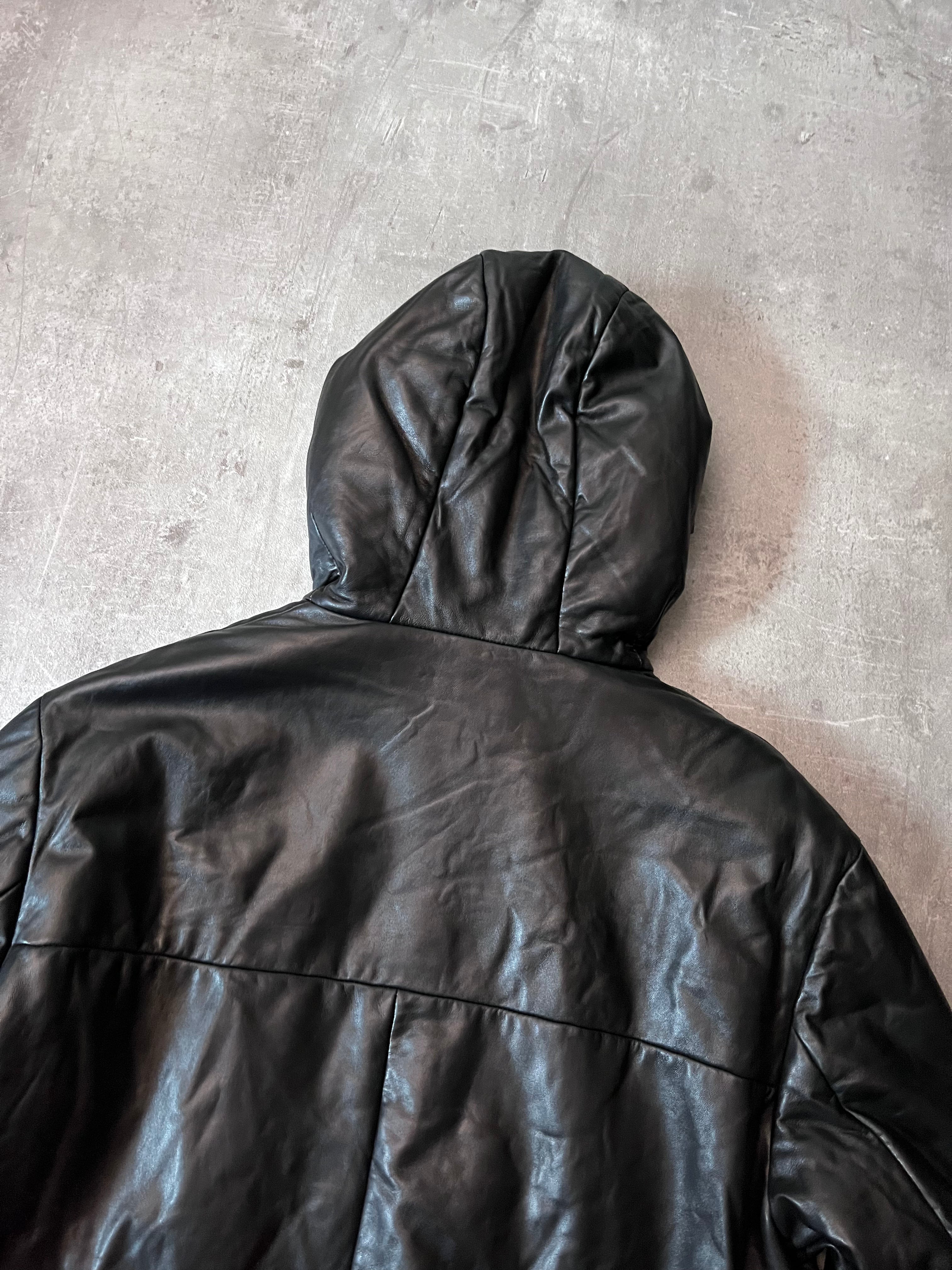 F/W 2010 Prada Padded Leather Jacket Black Men - L