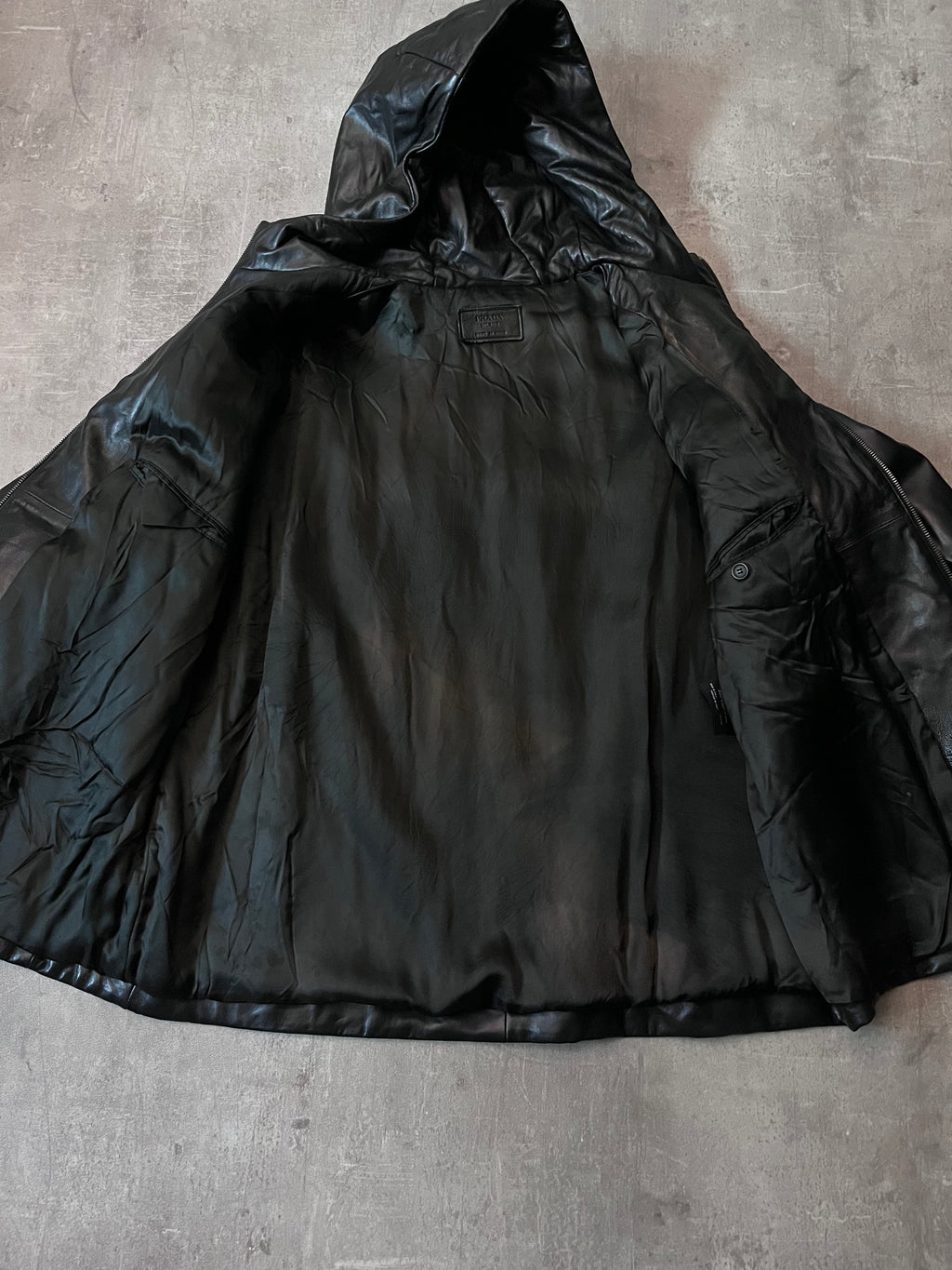 F/W 2010 Prada Padded Leather Jacket Black Men - L