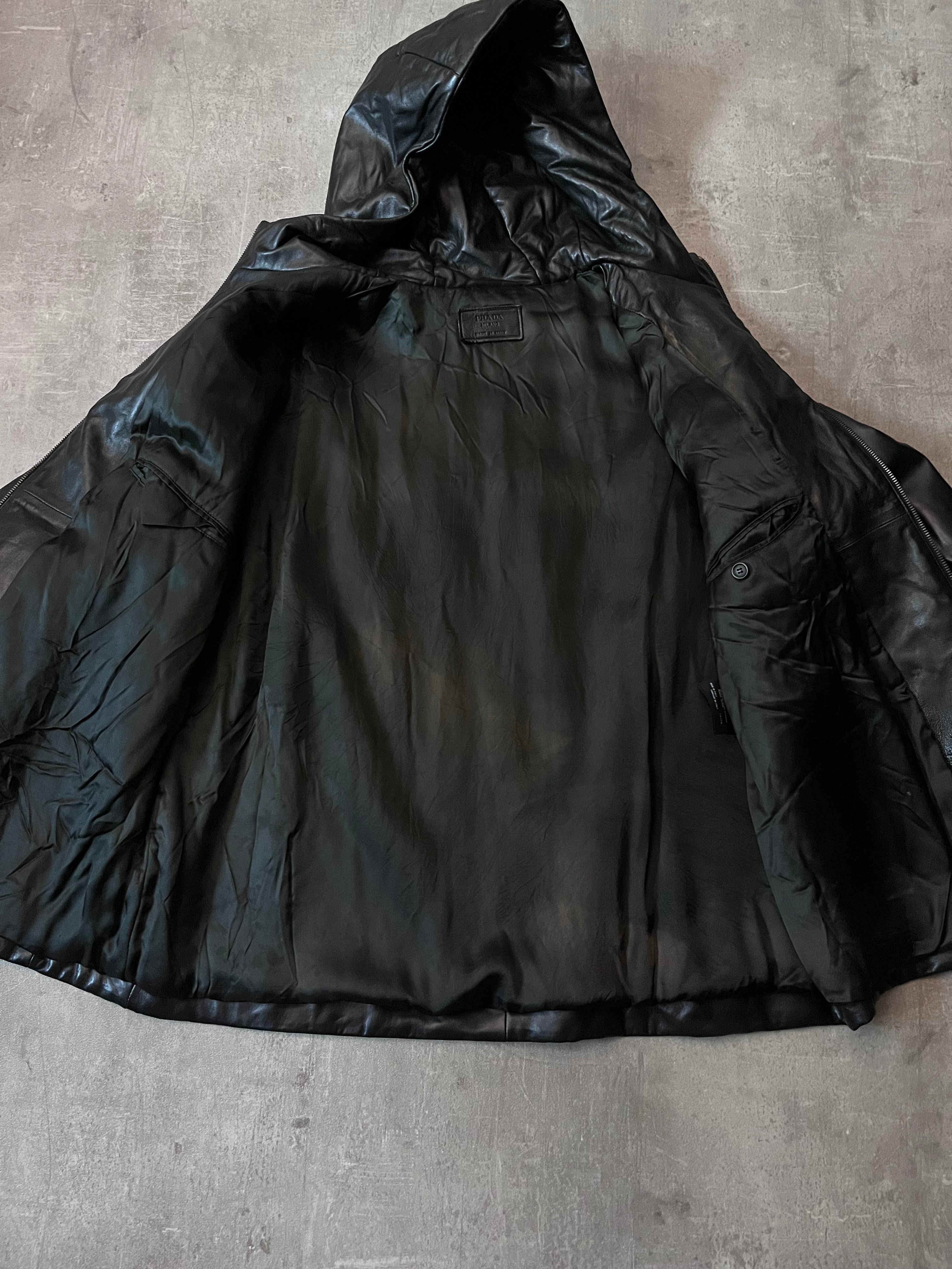F/W 2010 Prada Padded Leather Jacket Black Men - L