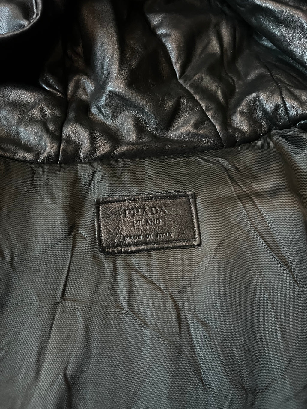 F/W 2010 Prada Padded Leather Jacket Black Men - L