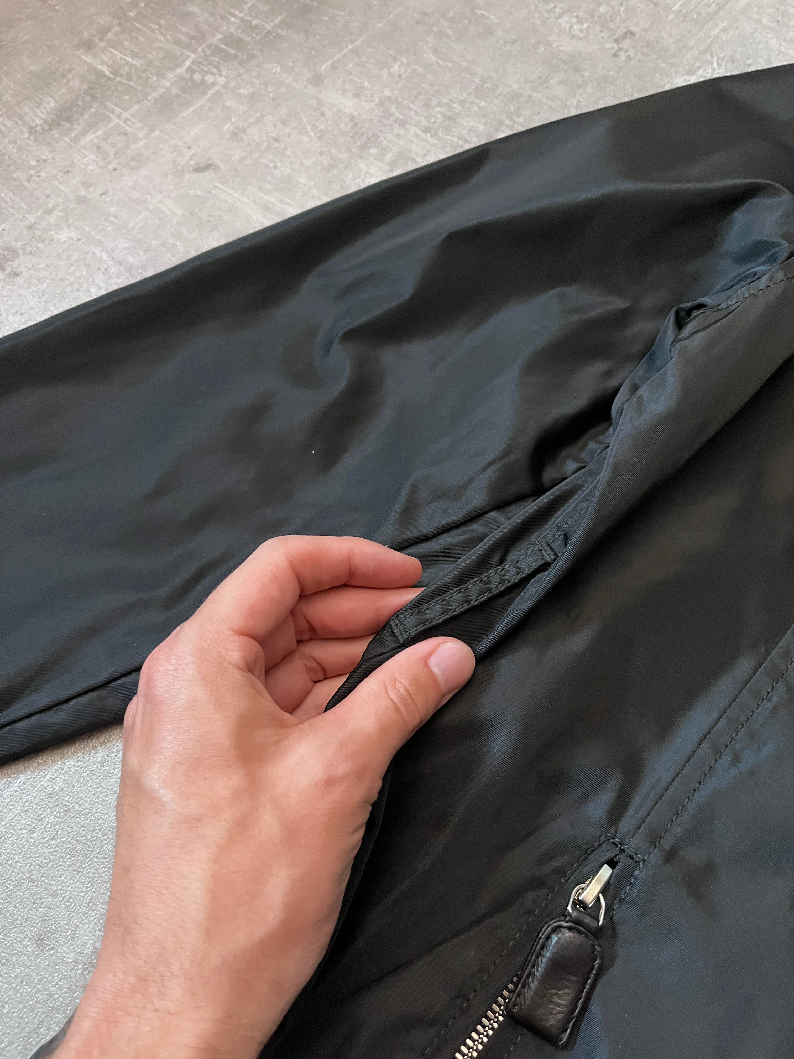 90s Prada Hybrid Leather Nylon Jacket Black Men - M