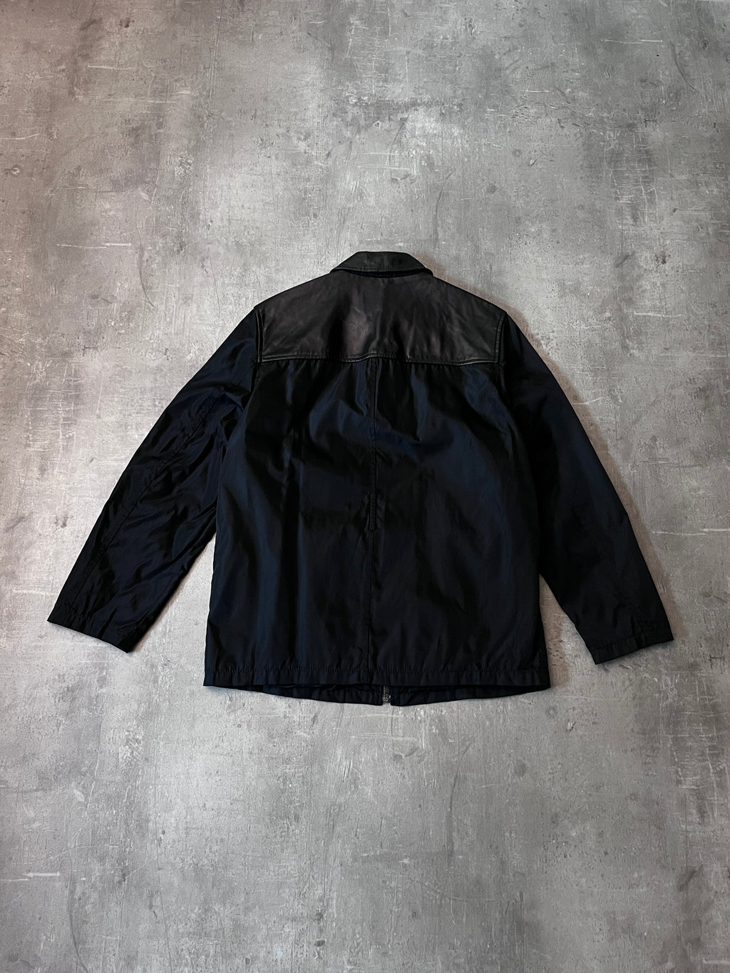 90s Prada Hybrid Leather Nylon Jacket Black Men - M