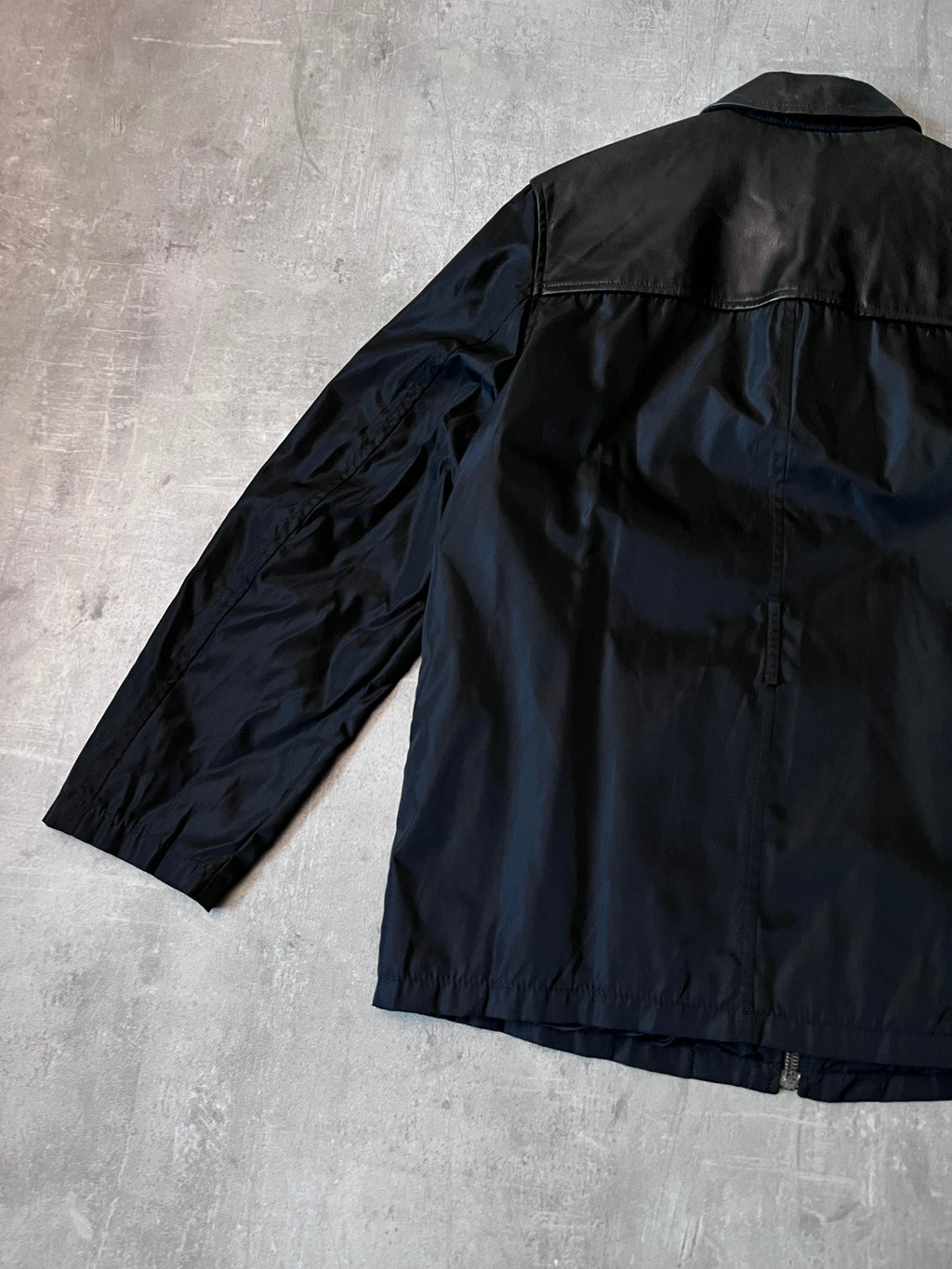 90s Prada Hybrid Leather Nylon Jacket Black Men - M