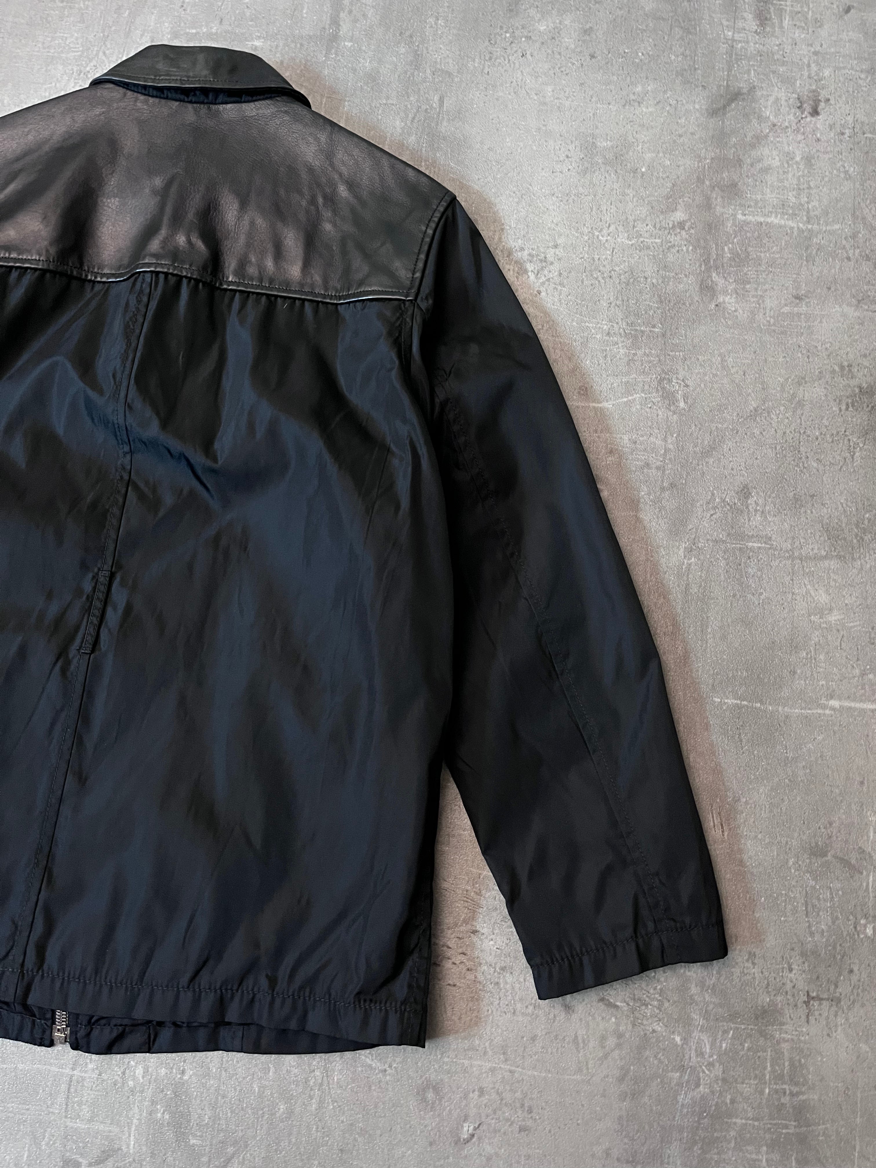 90s Prada Hybrid Leather Nylon Jacket Black Men - M