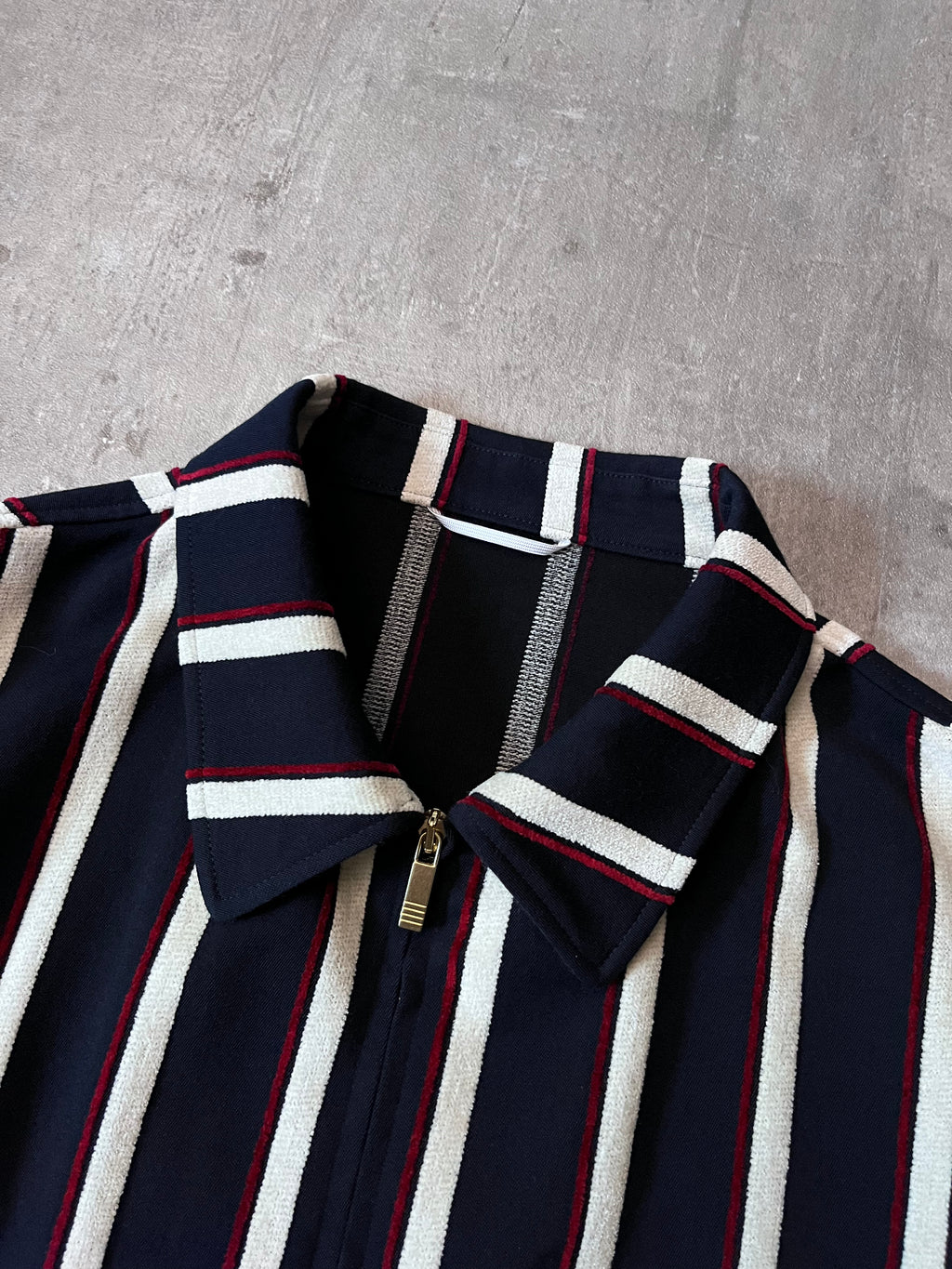 Thom Brown Striped Cotton Wool Jacket Navy White Red Men - L