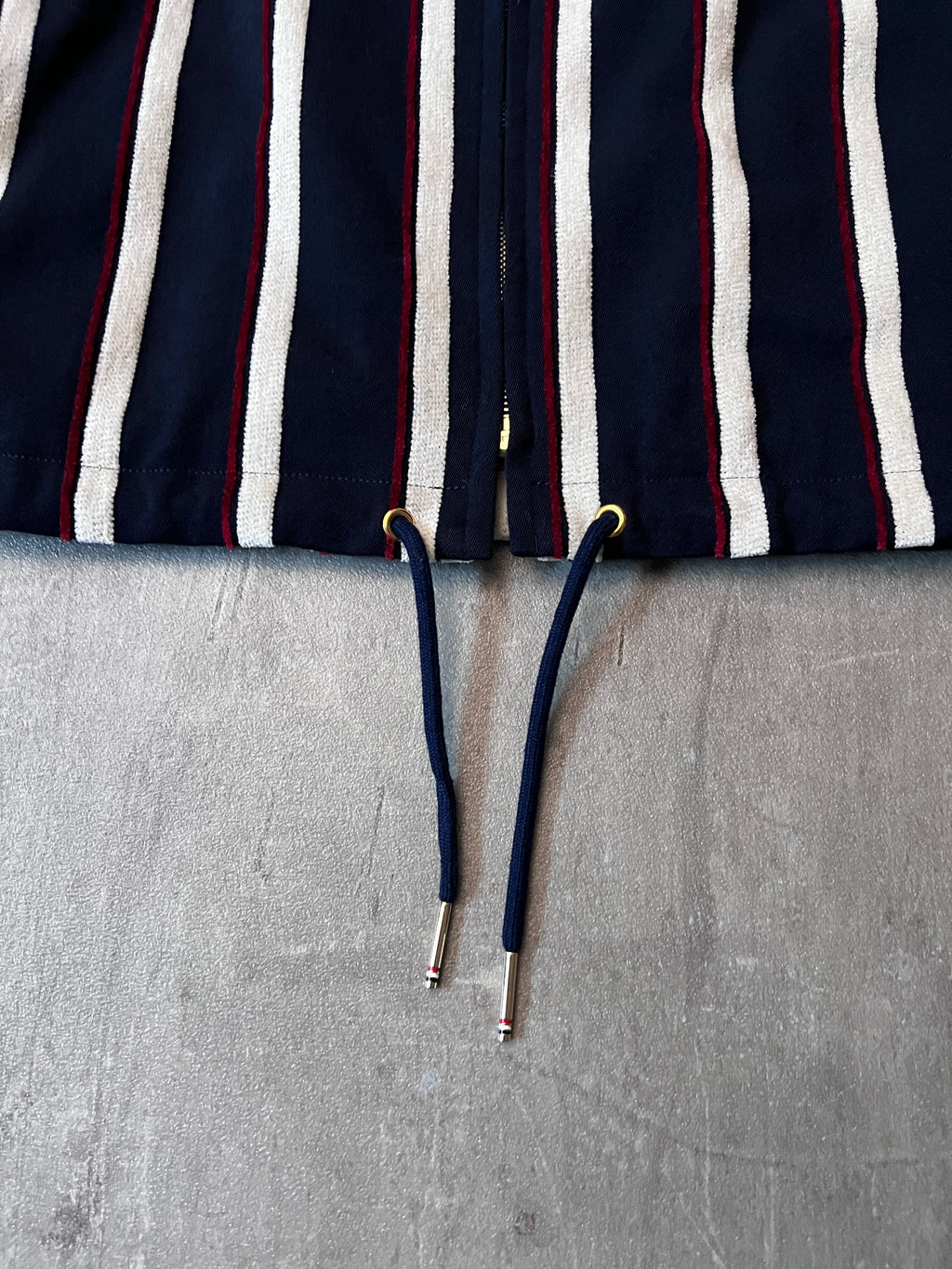 Thom Brown Striped Cotton Wool Jacket Navy White Red Men - L