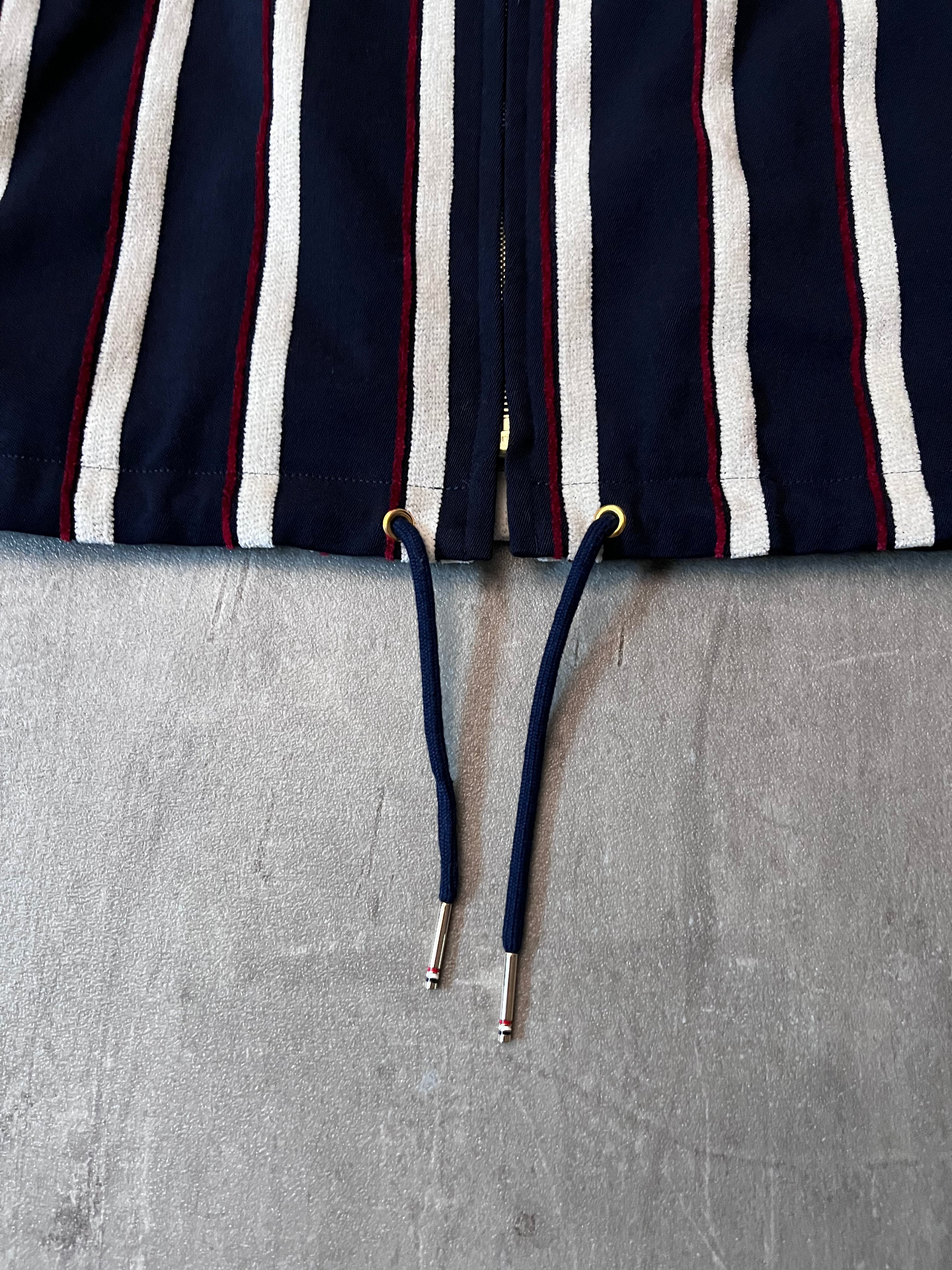 Thom Brown Striped Cotton Wool Jacket Navy White Red Men - L