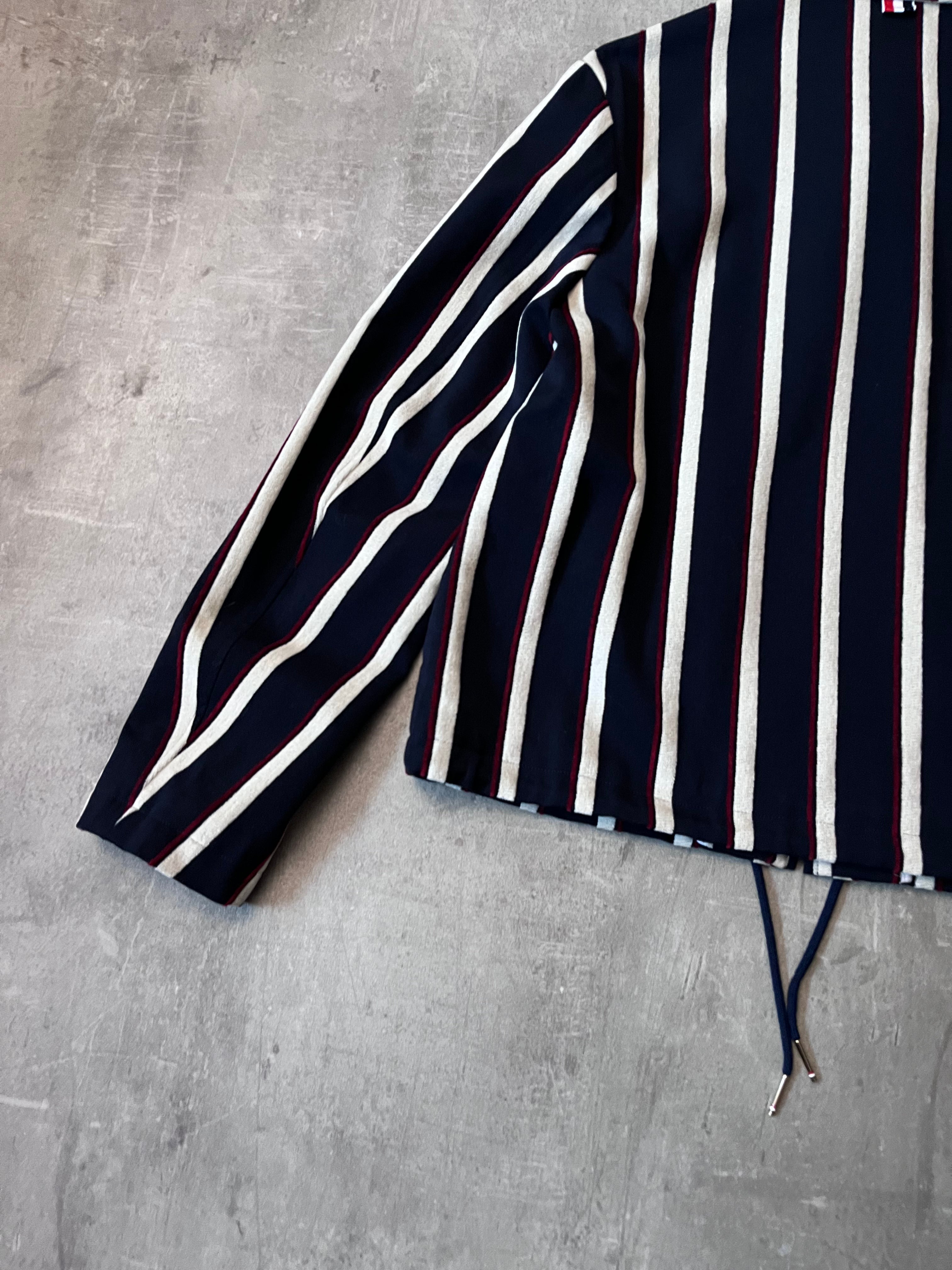 Thom Brown Striped Cotton Wool Jacket Navy White Red Men - L