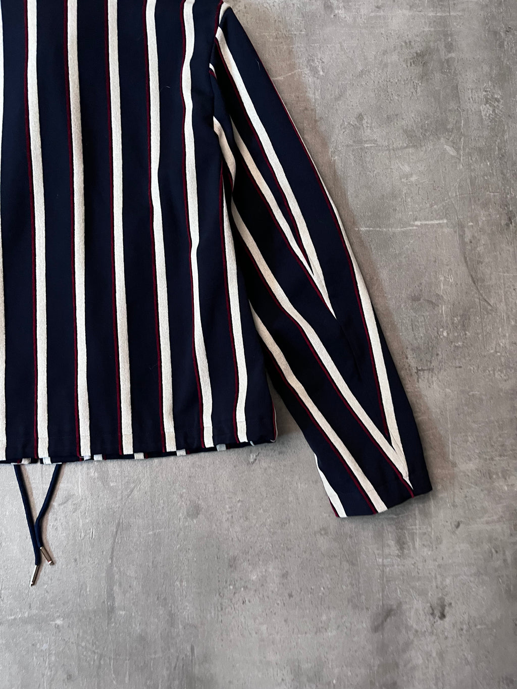 Thom Brown Striped Cotton Wool Jacket Navy White Red Men - L