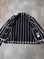 Thom Brown Striped Cotton Wool Jacket Navy White Red Men - L