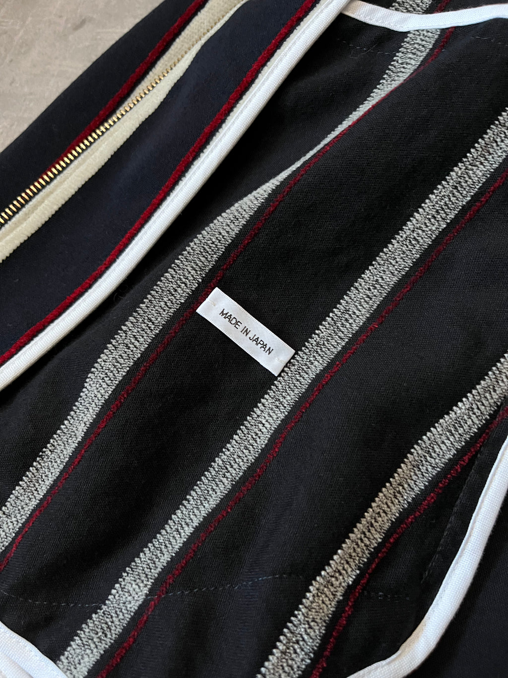 Thom Brown Striped Cotton Wool Jacket Navy White Red Men - L