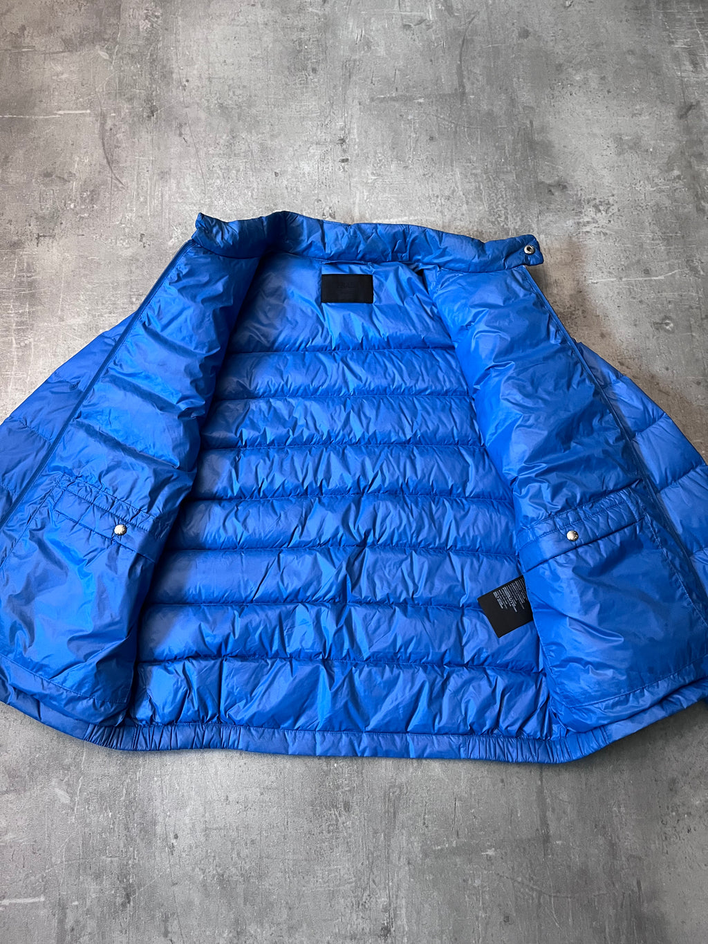 Prada Triangle Logo Light Puffer Jacket Blue Men - M