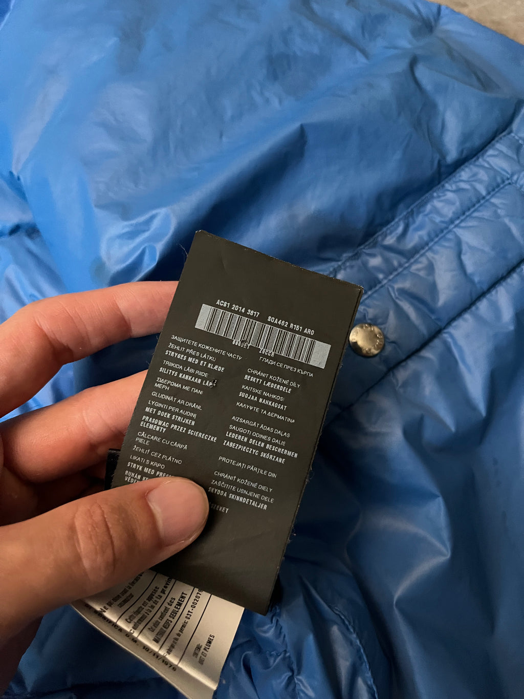 Prada Triangle Logo Light Puffer Jacket Blue Men - M