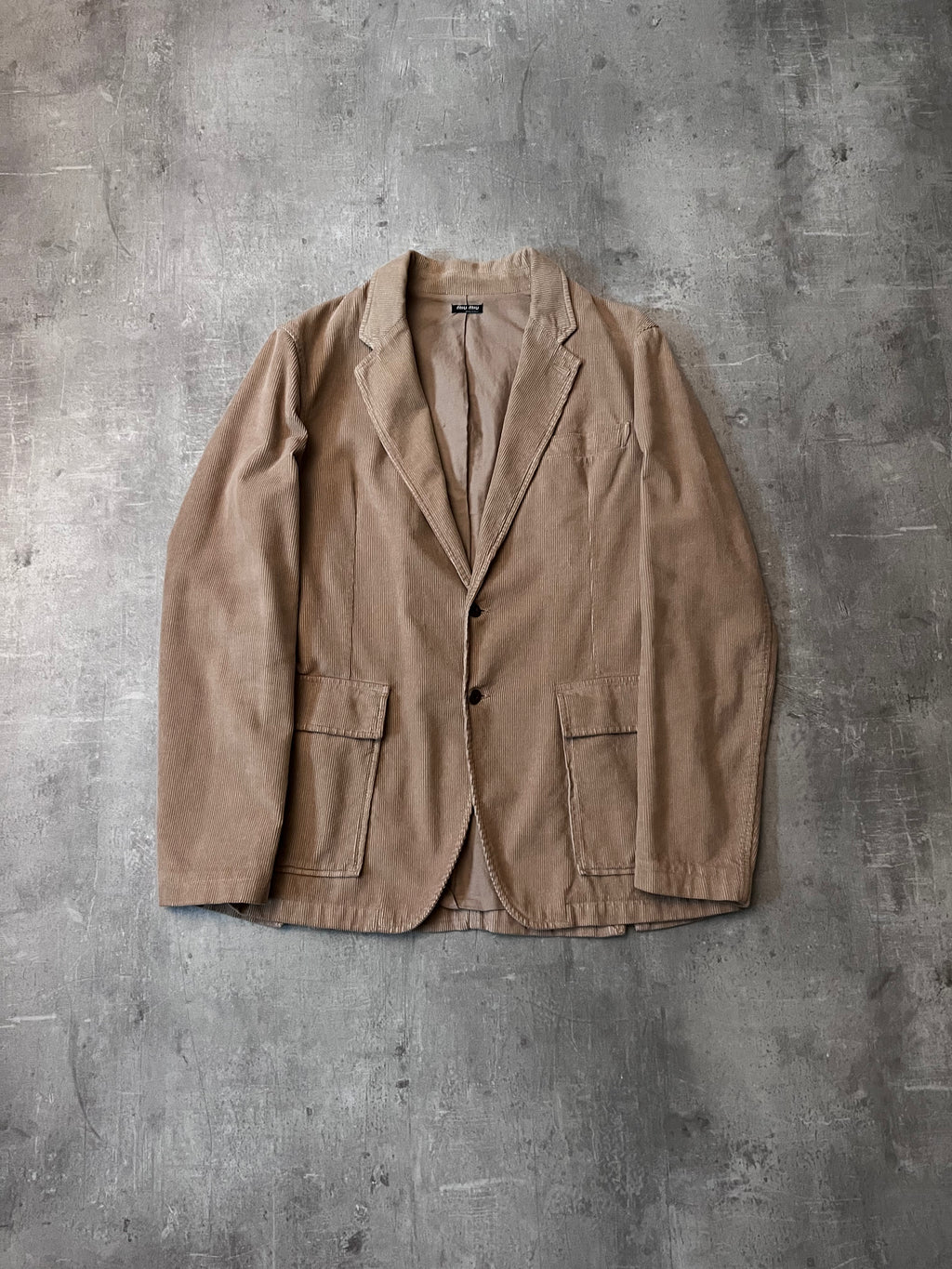 S/S 2004 Miu Miu Corduroy Blazer Jacket Beige Men - M