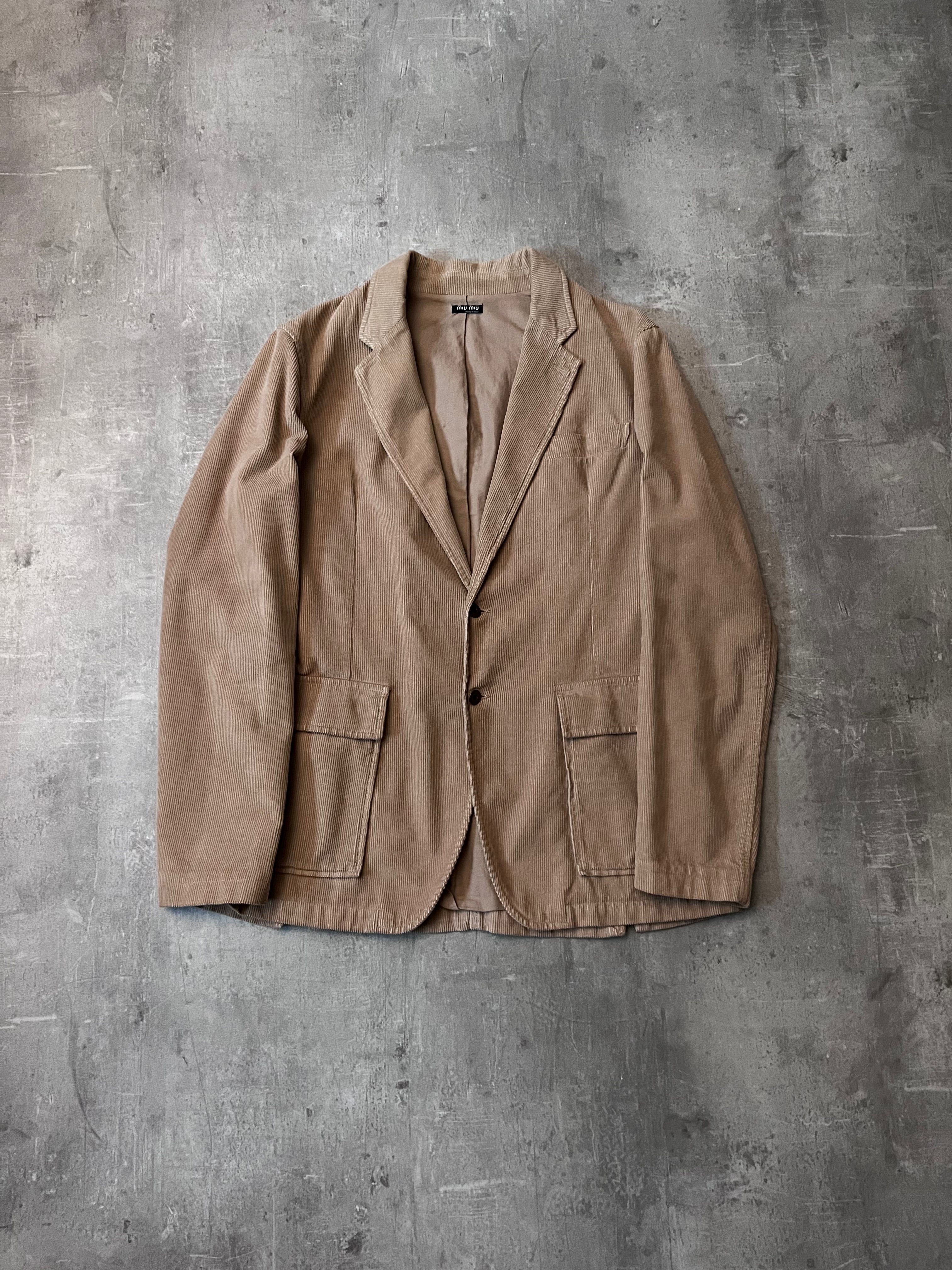 S/S 2004 Miu Miu Corduroy Blazer Jacket Beige Men - M