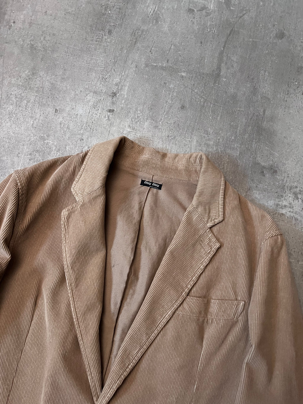 S/S 2004 Miu Miu Corduroy Blazer Jacket Beige Men - M