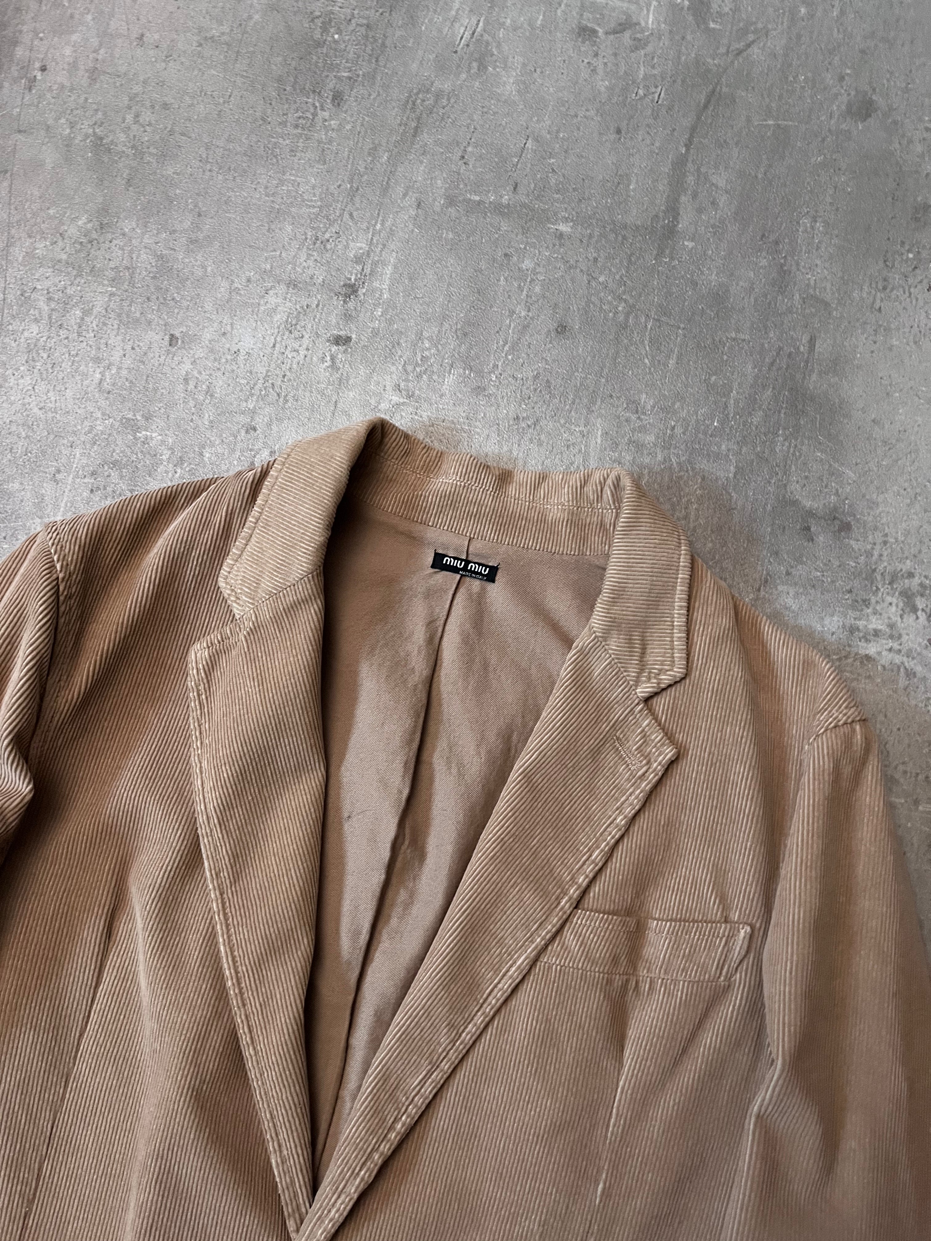 S/S 2004 Miu Miu Corduroy Blazer Jacket Beige Men - M