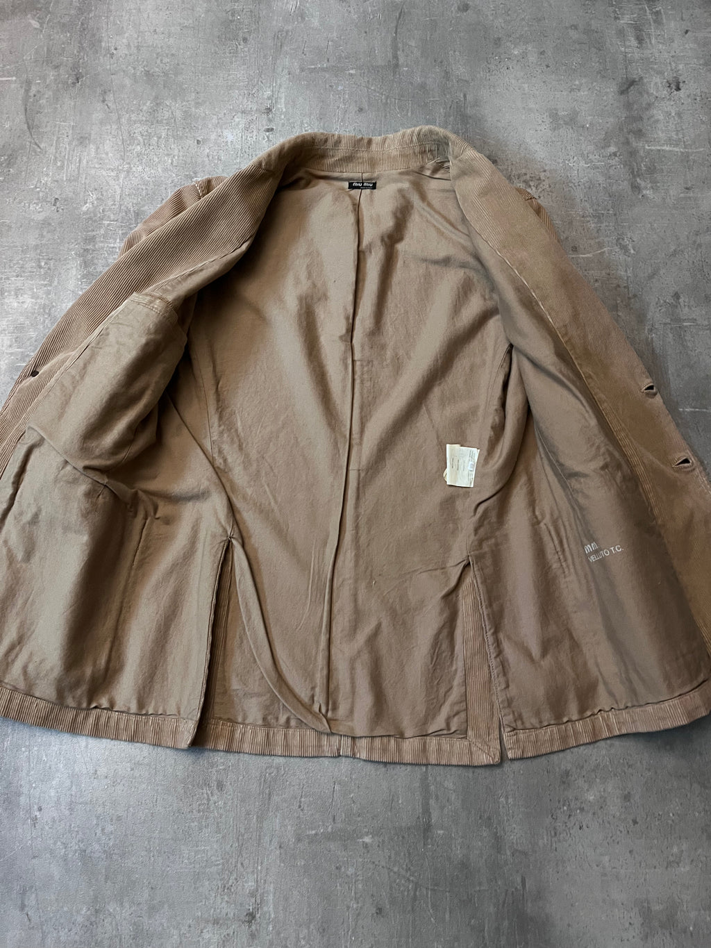 S/S 2004 Miu Miu Corduroy Blazer Jacket Beige Men - M