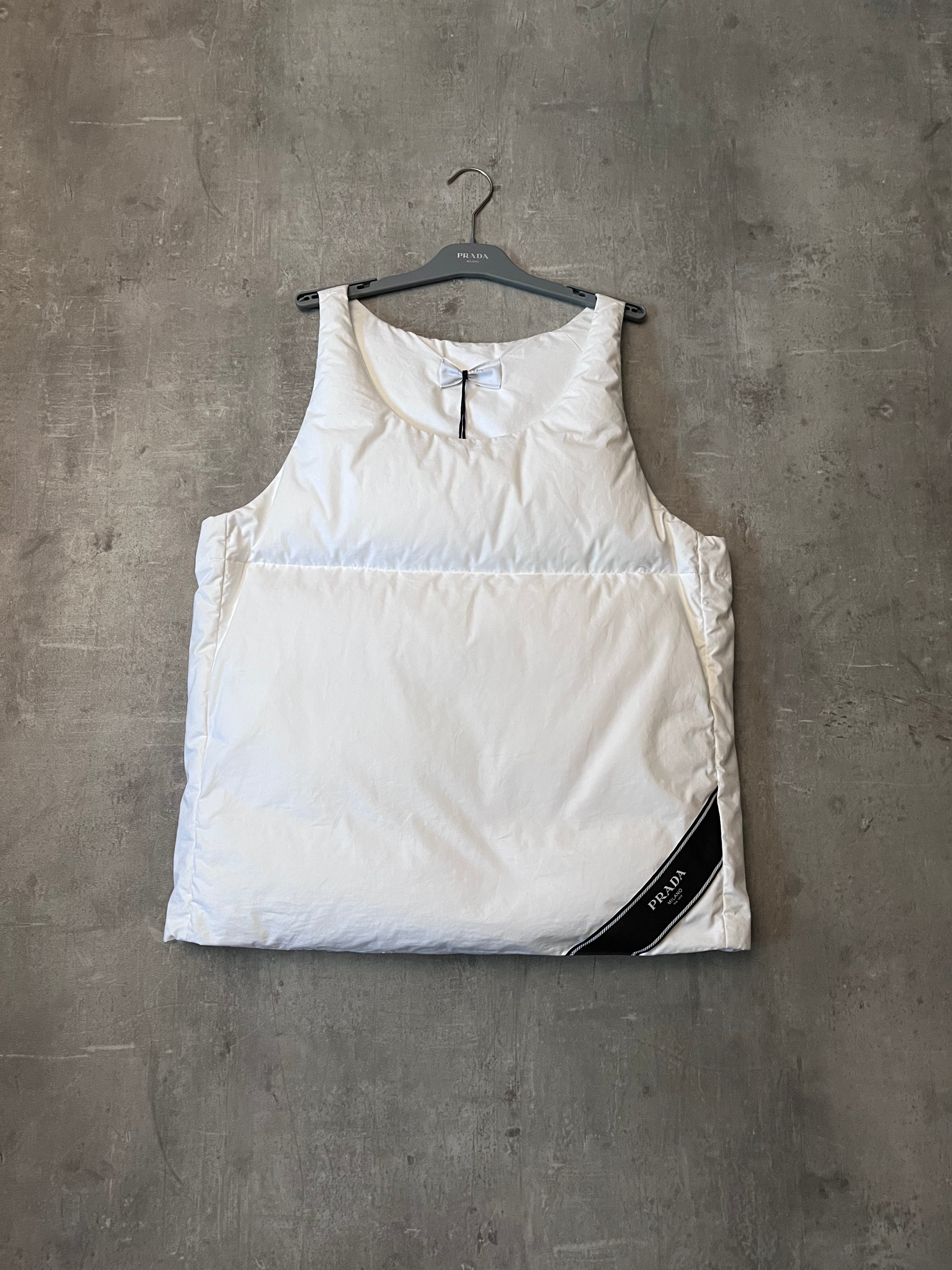 `F/W 2023 Prada by Raf Simons Padded Goose Down Pillow Style Vest Jacket White Men - L