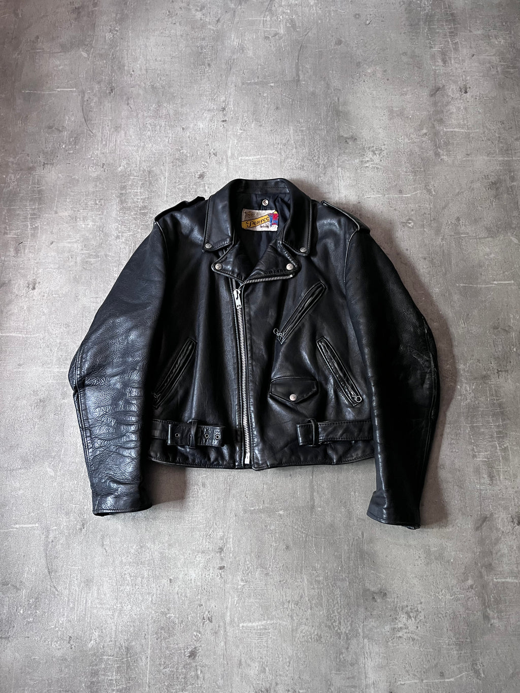Schott Vintage Perfecto Ramones Leather Jacket Black Men - L
