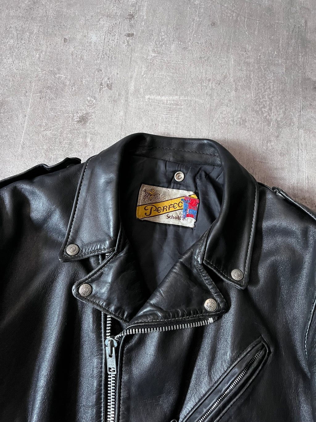 Schott Vintage Perfecto Ramones Leather Jacket Black Men - L