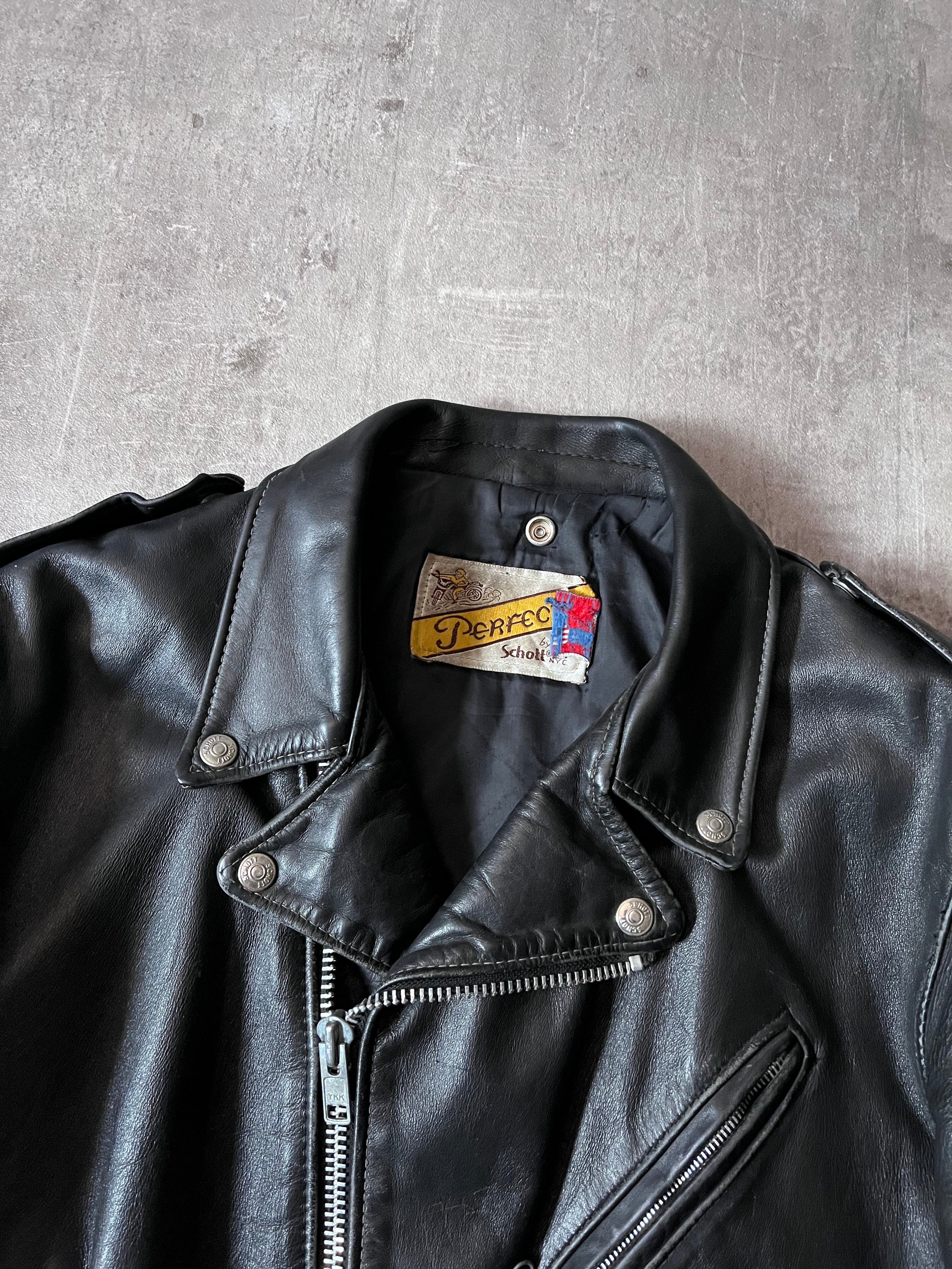 Schott Vintage Perfecto Ramones Leather Jacket Black Men - L