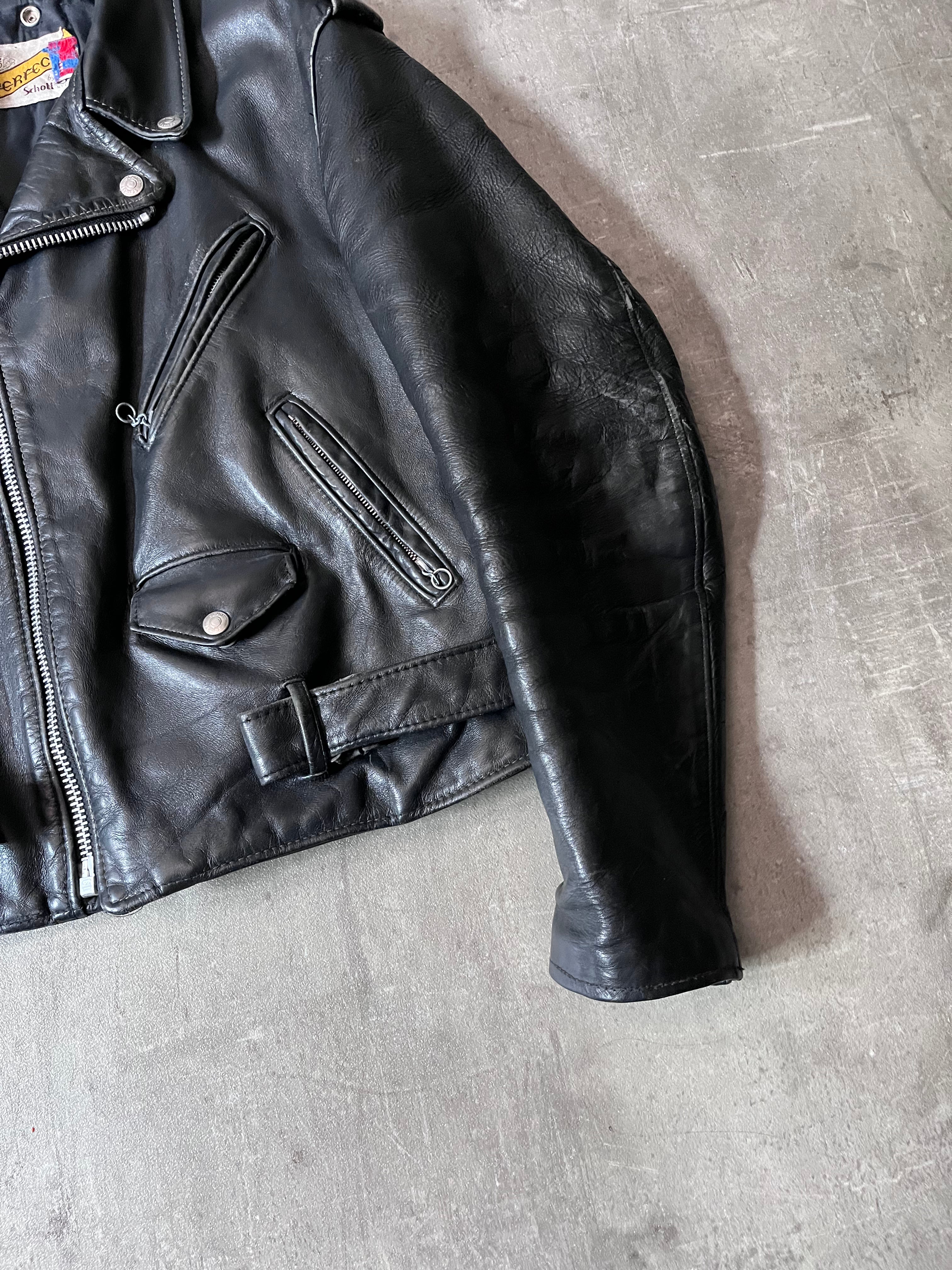 Schott Vintage Perfecto Ramones Leather Jacket Black Men - L
