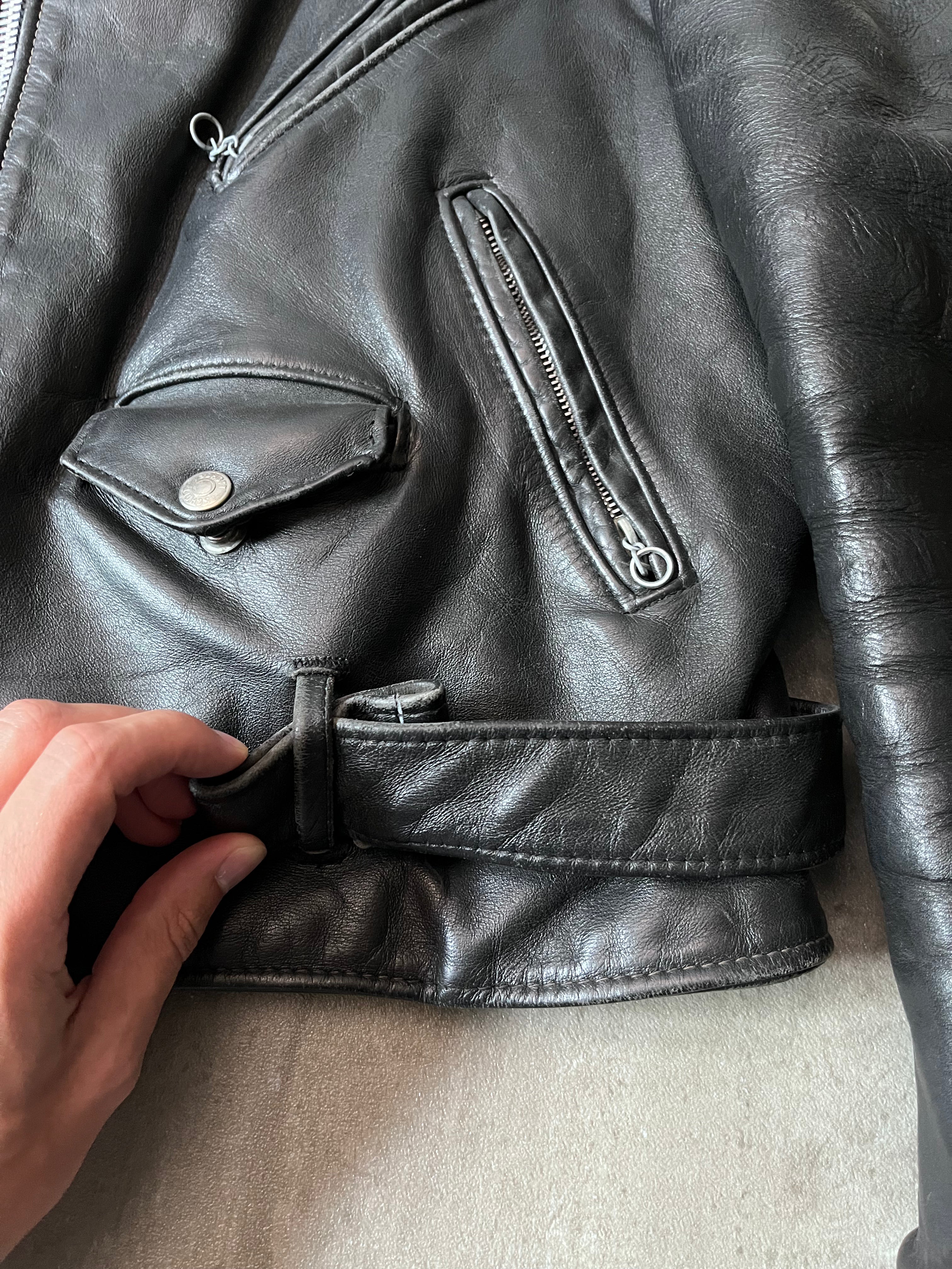 Schott Vintage Perfecto Ramones Leather Jacket Black Men - L