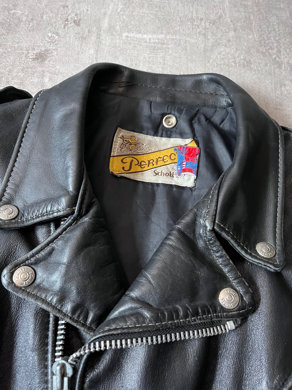 Schott Vintage Perfecto Ramones Leather Jacket Black Men - L