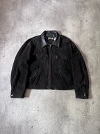 90s Schott NYC Suede Leather Vintage Jacket Black Men - L