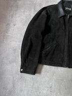 90s Schott NYC Suede Leather Vintage Jacket Black Men - L