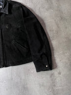 90s Schott NYC Suede Leather Vintage Jacket Black Men - L