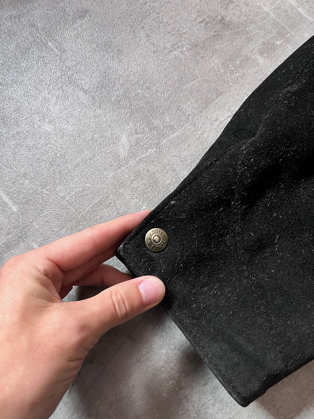 90s Schott NYC Suede Leather Vintage Jacket Black Men - L