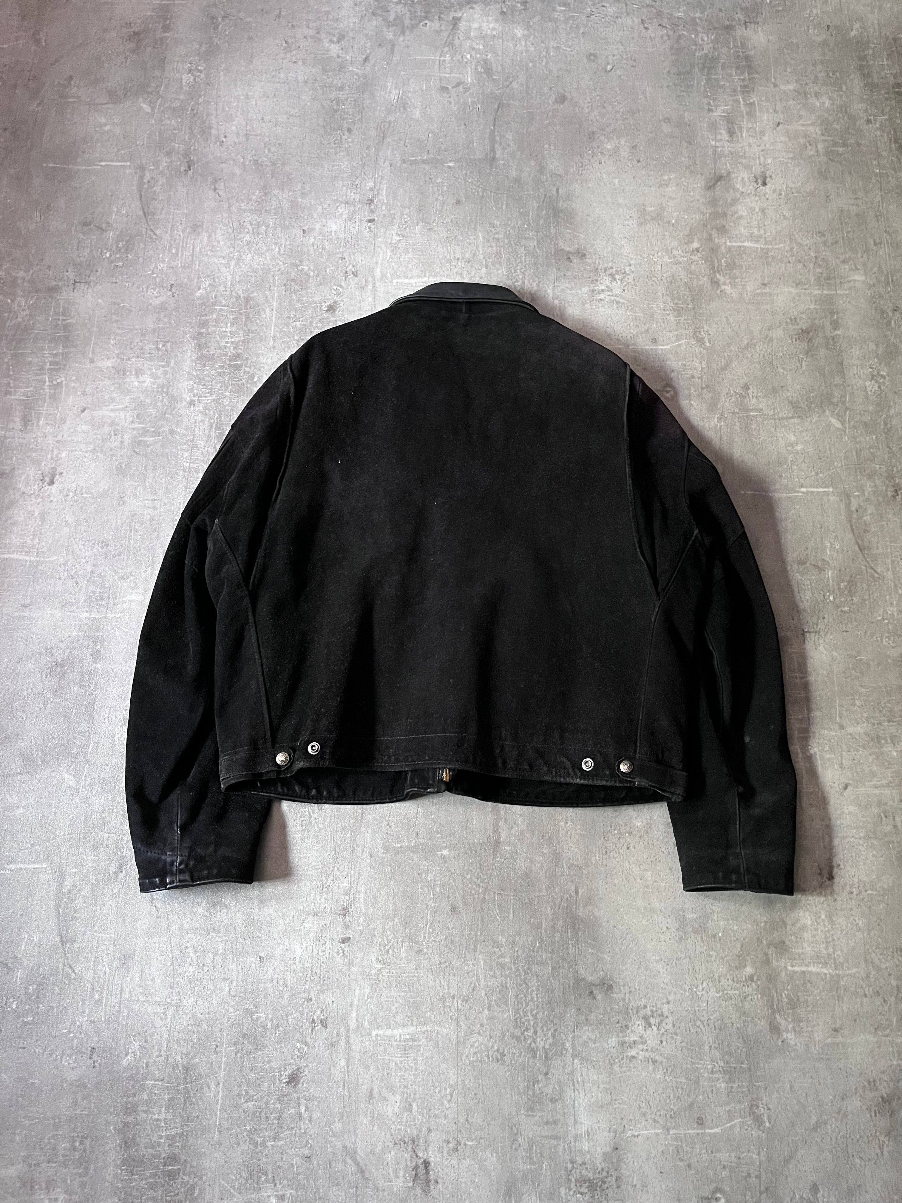 90s Schott NYC Suede Leather Vintage Jacket Black Men - L