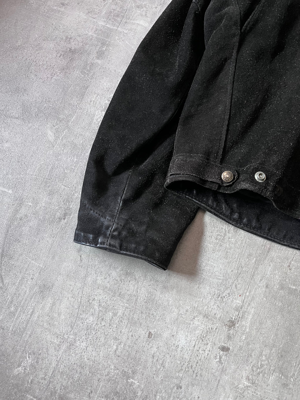 90s Schott NYC Suede Leather Vintage Jacket Black Men - L