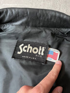 90s Schott NYC Suede Leather Vintage Jacket Black Men - L