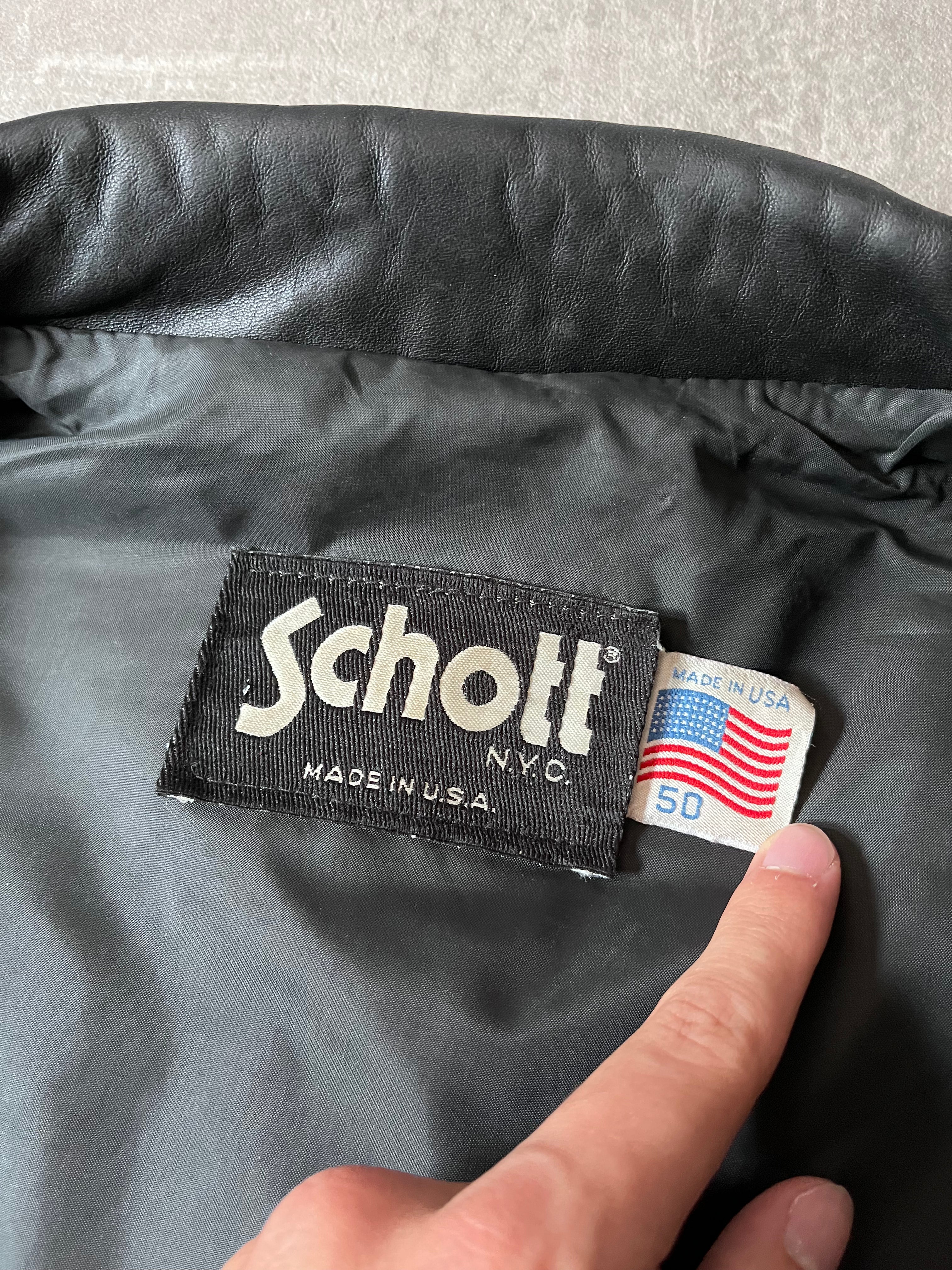 90s Schott NYC Suede Leather Vintage Jacket Black Men - L