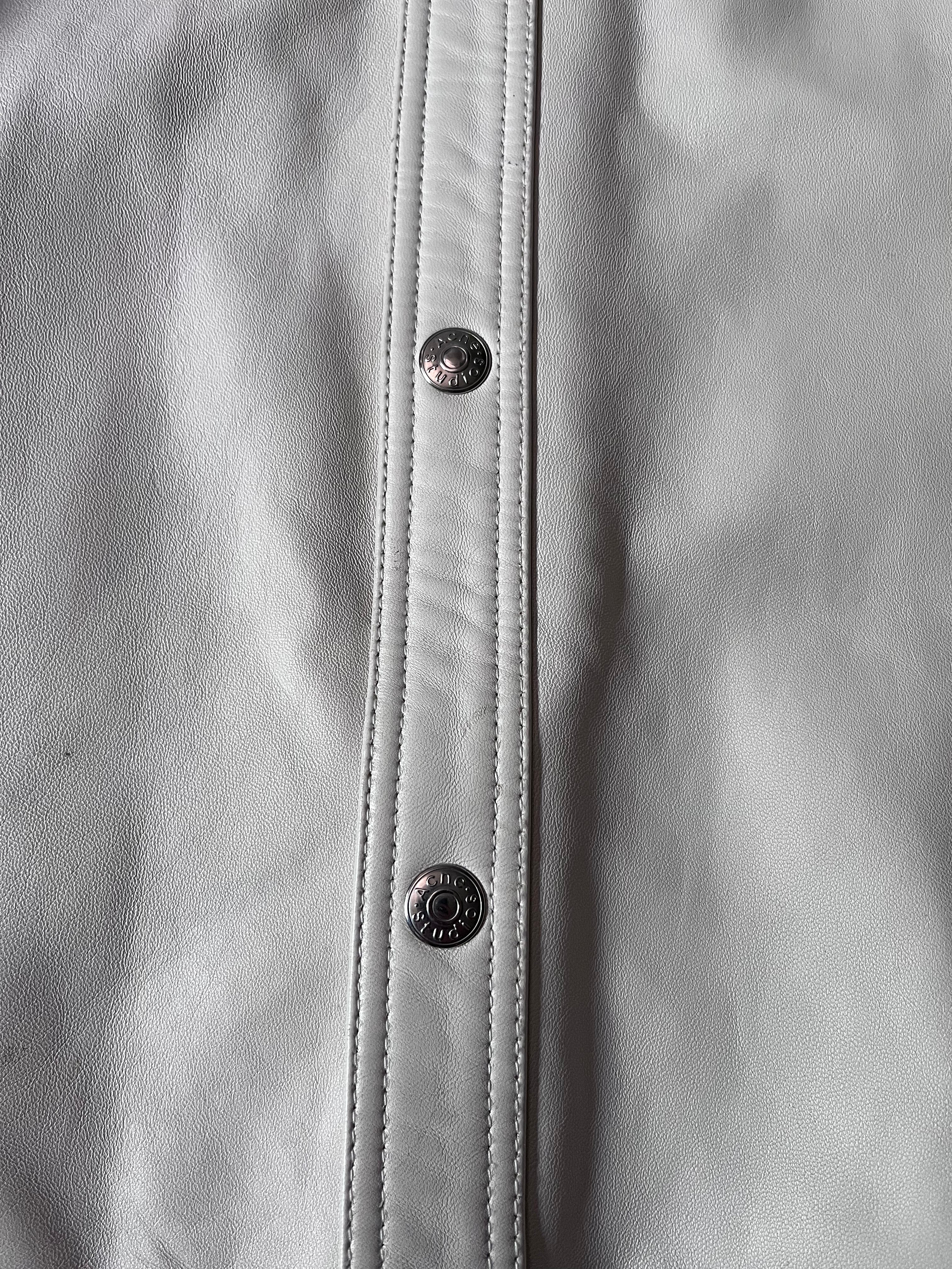 Acne Studios Bia Konst Lamb Leather Shirt Jacket White Men - M