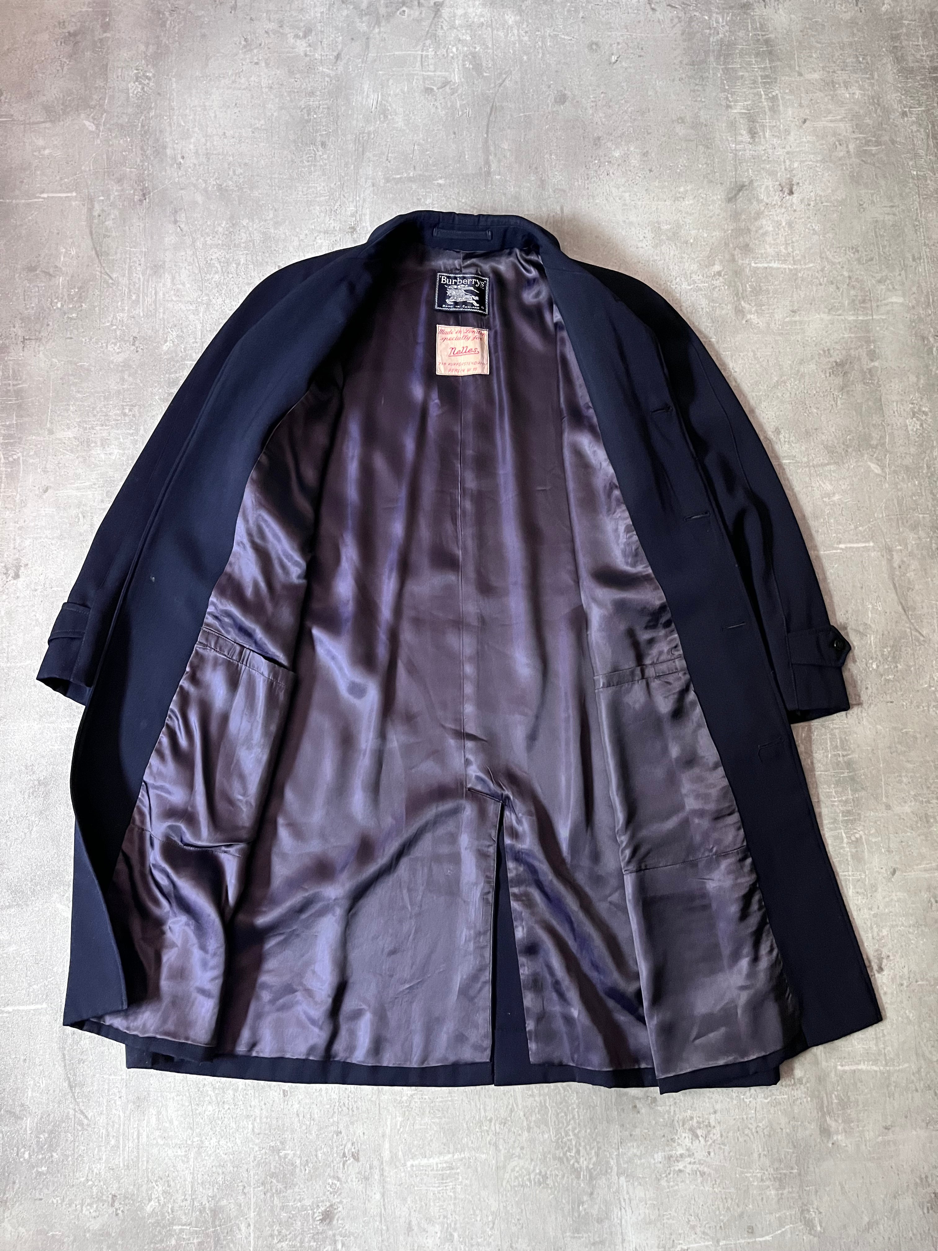 90s Burberrys Wool Long Coat Navy Men - L
