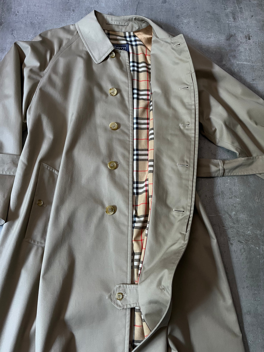 90s Burberrys Nova Checked Trench Coat Beige Men - L