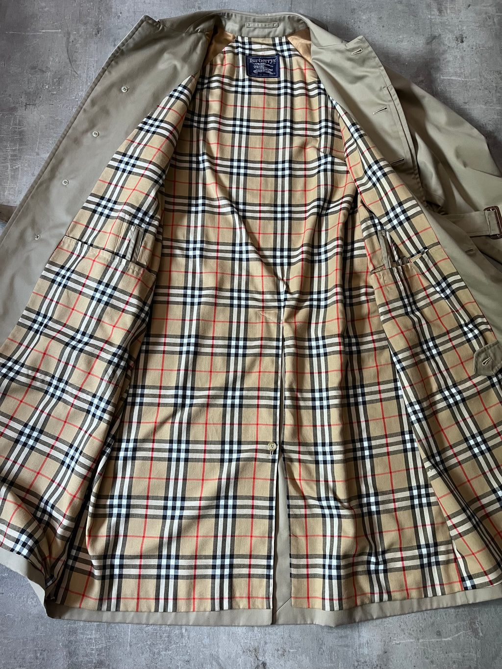 90s Burberrys Nova Checked Trench Coat Beige Men - L