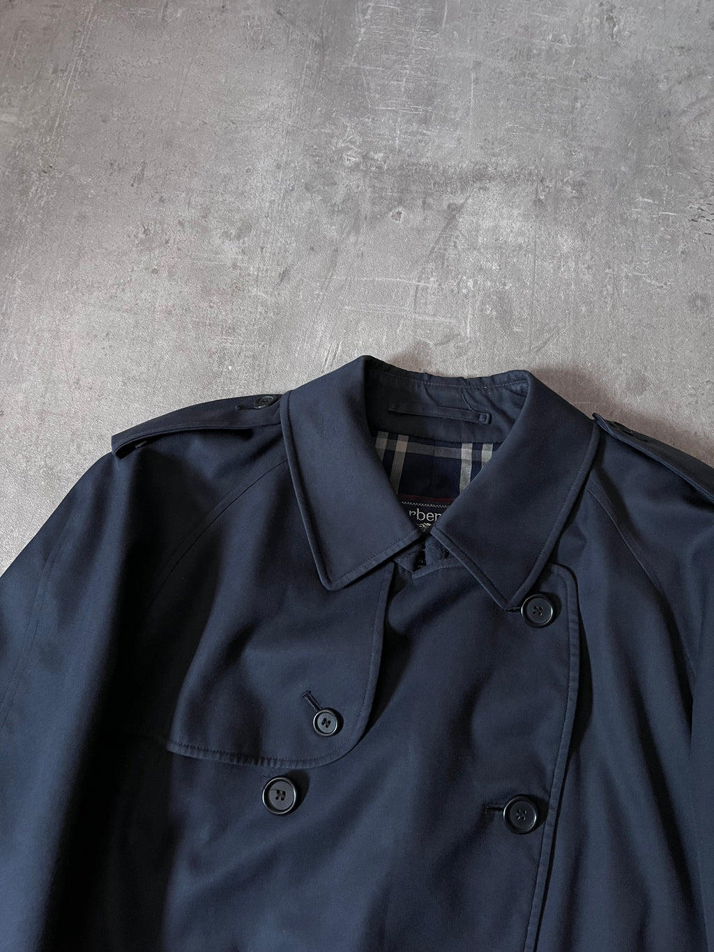 90s Burberrys Nova Check Trench Coat Navy Men - L
